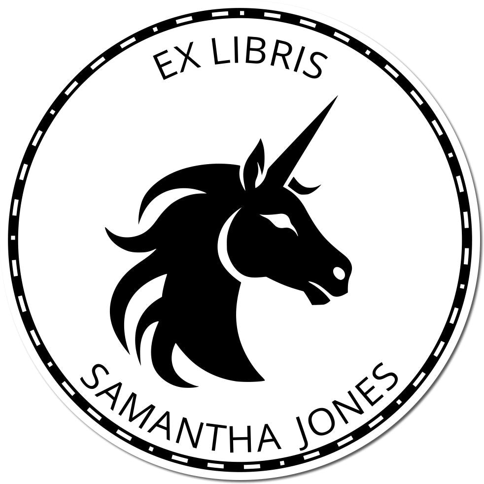 Slim Pre-Inked Velvetfrost Unicorn Personalizable Book Property Stamp