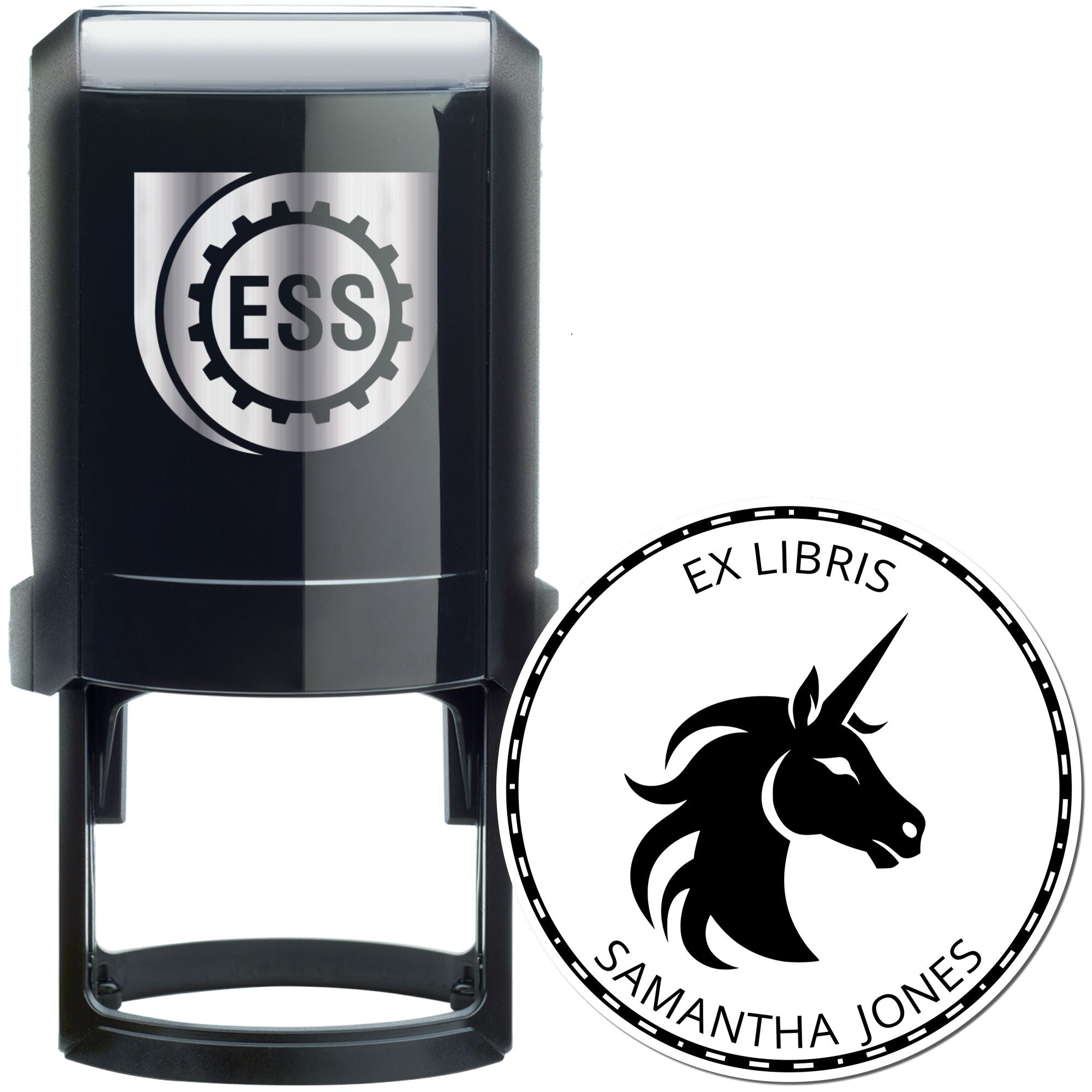 Velvetfrost Unicorn Self-Inking Custom Book Library Name Stamp