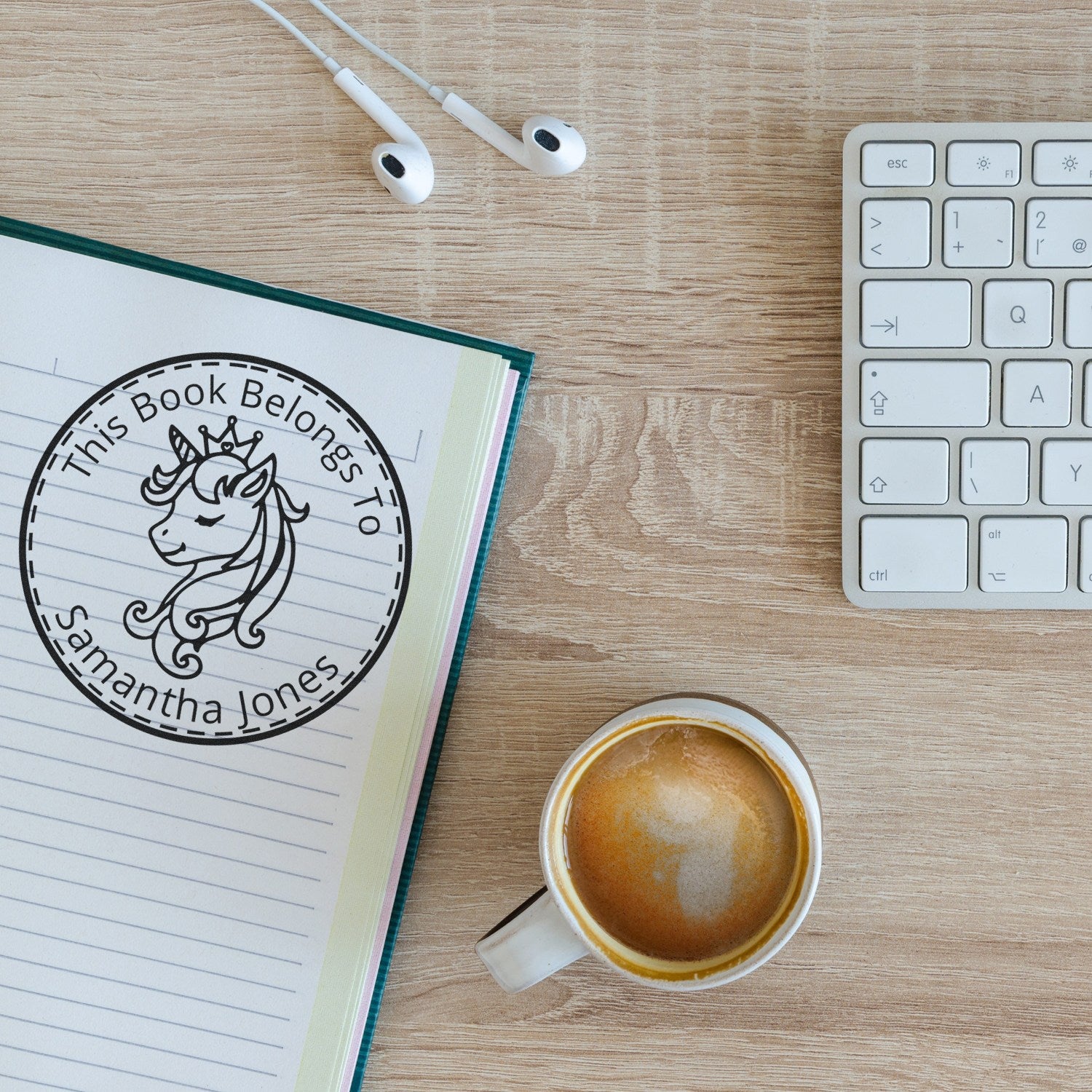 Slim Pre-Inked Radiantgallop Unicorn Personalizable Bookplate Label Stamp