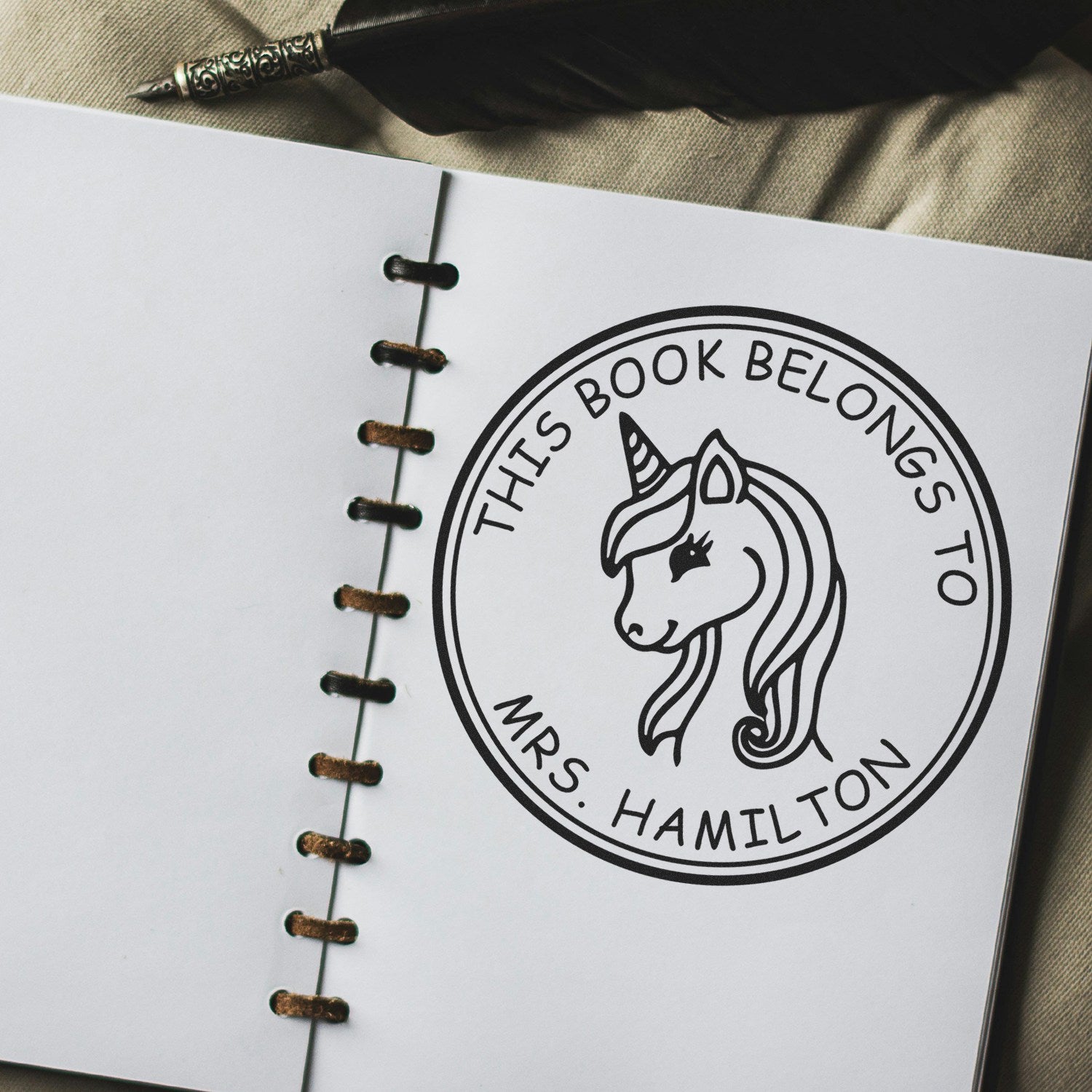 Glimmeringstar Unicorn Pre-Inked Customized Book Plate Stamp