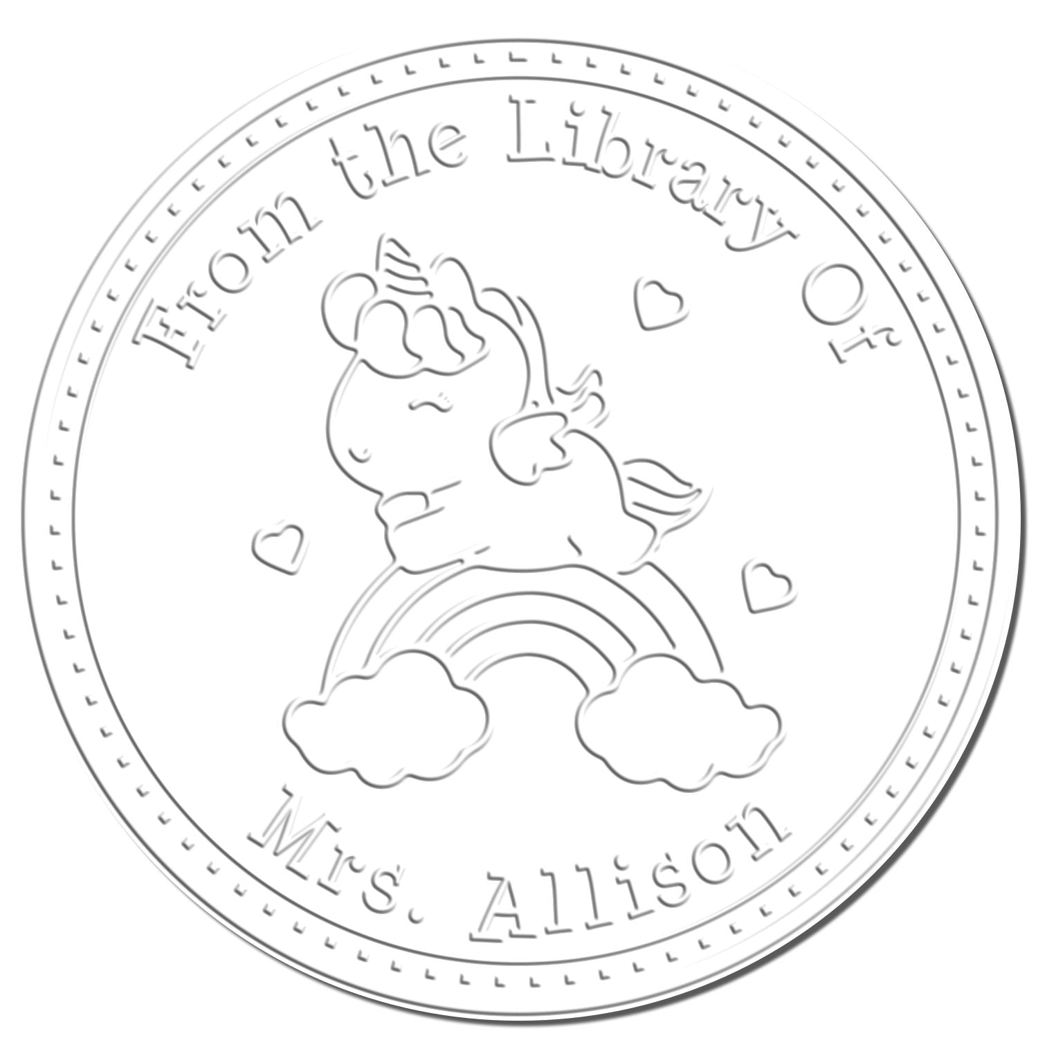 Rainbowdance Unicorn Handheld Custom Ex Libris Book Seal