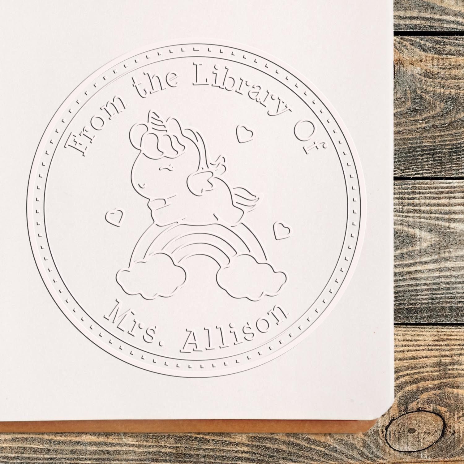 Rainbowdance Unicorn Handheld Custom Ex Libris Book Seal