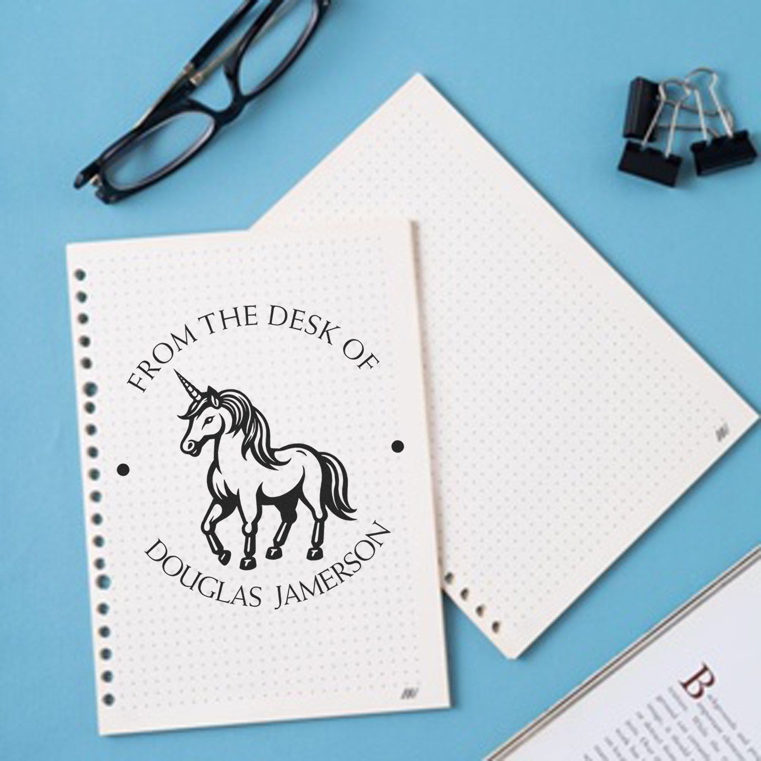 Slim Pre-Inked Heavenlymist Unicorn Personalizable Bookplate Maker Stamp