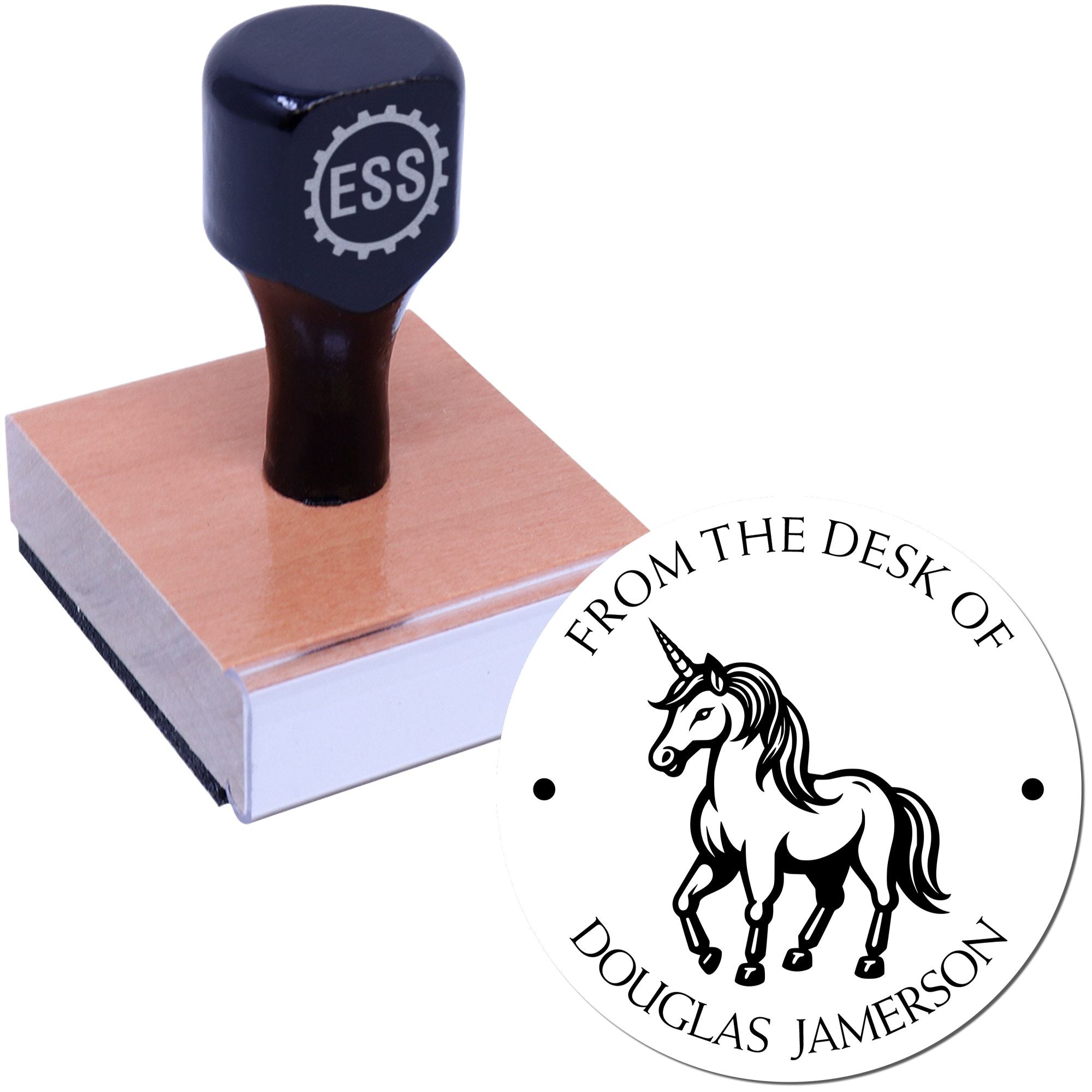 Wood Handle Heavenlymist Unicorn Ex Libris Art Stamp