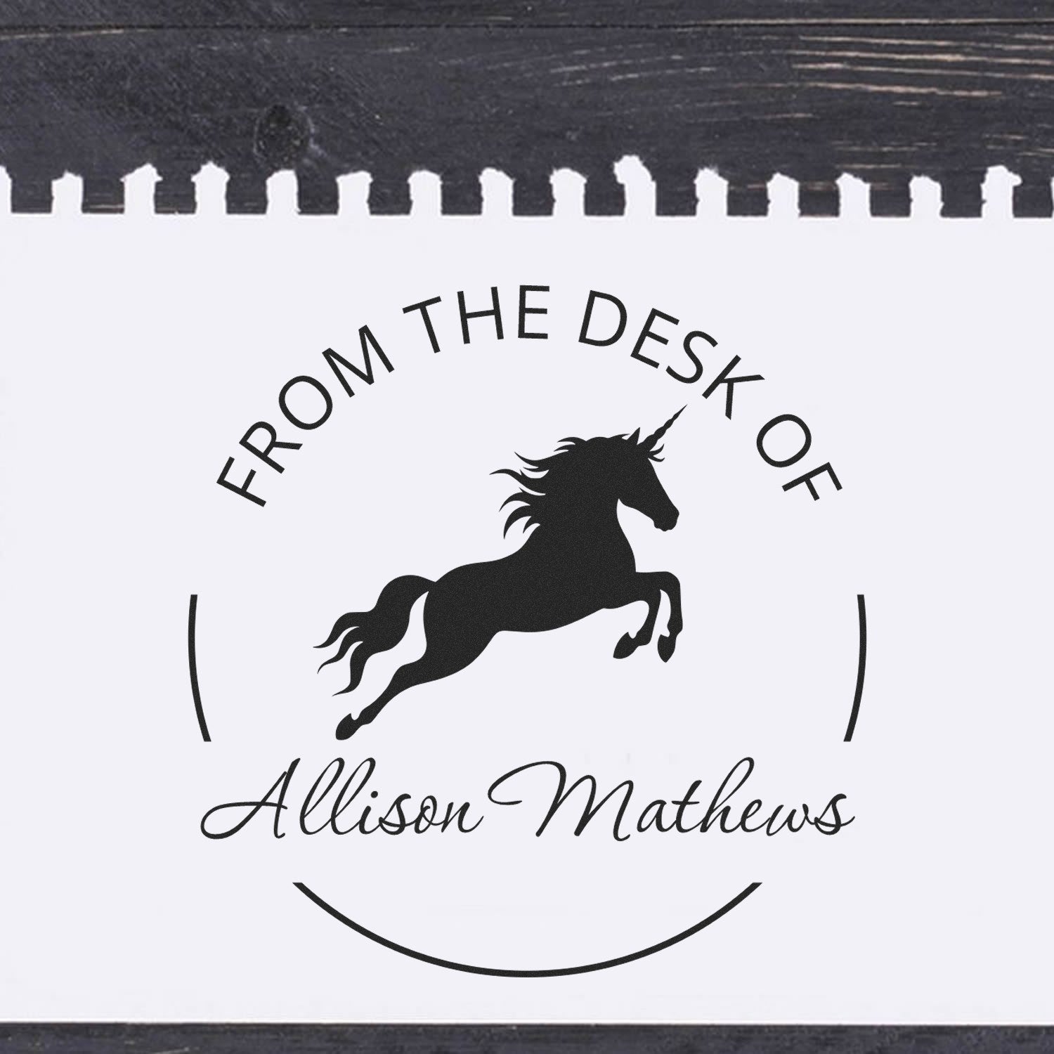 Wood Handle Mysticwisp Unicorn Book Stamp