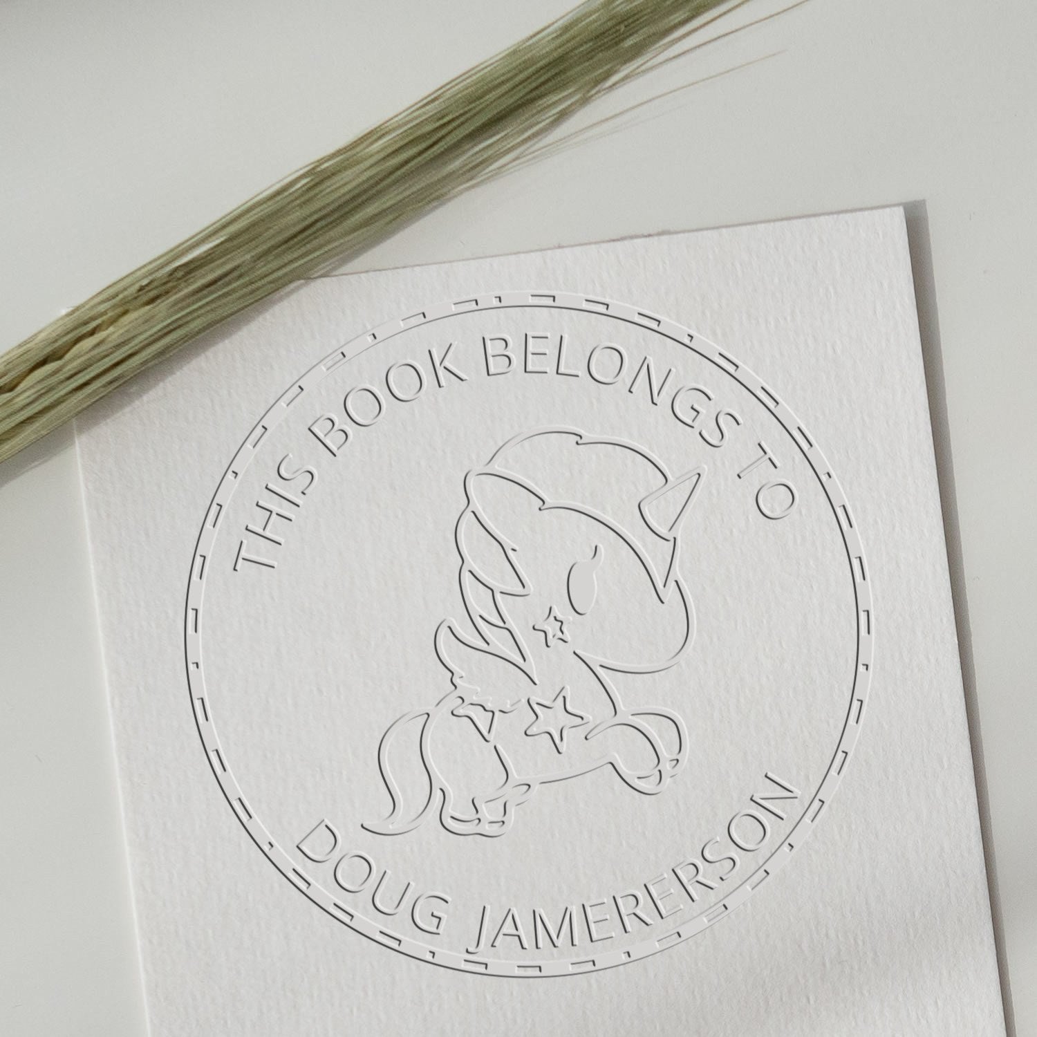 Soft MistyHoof Unicorn Customized Book Initial Embossing Seal