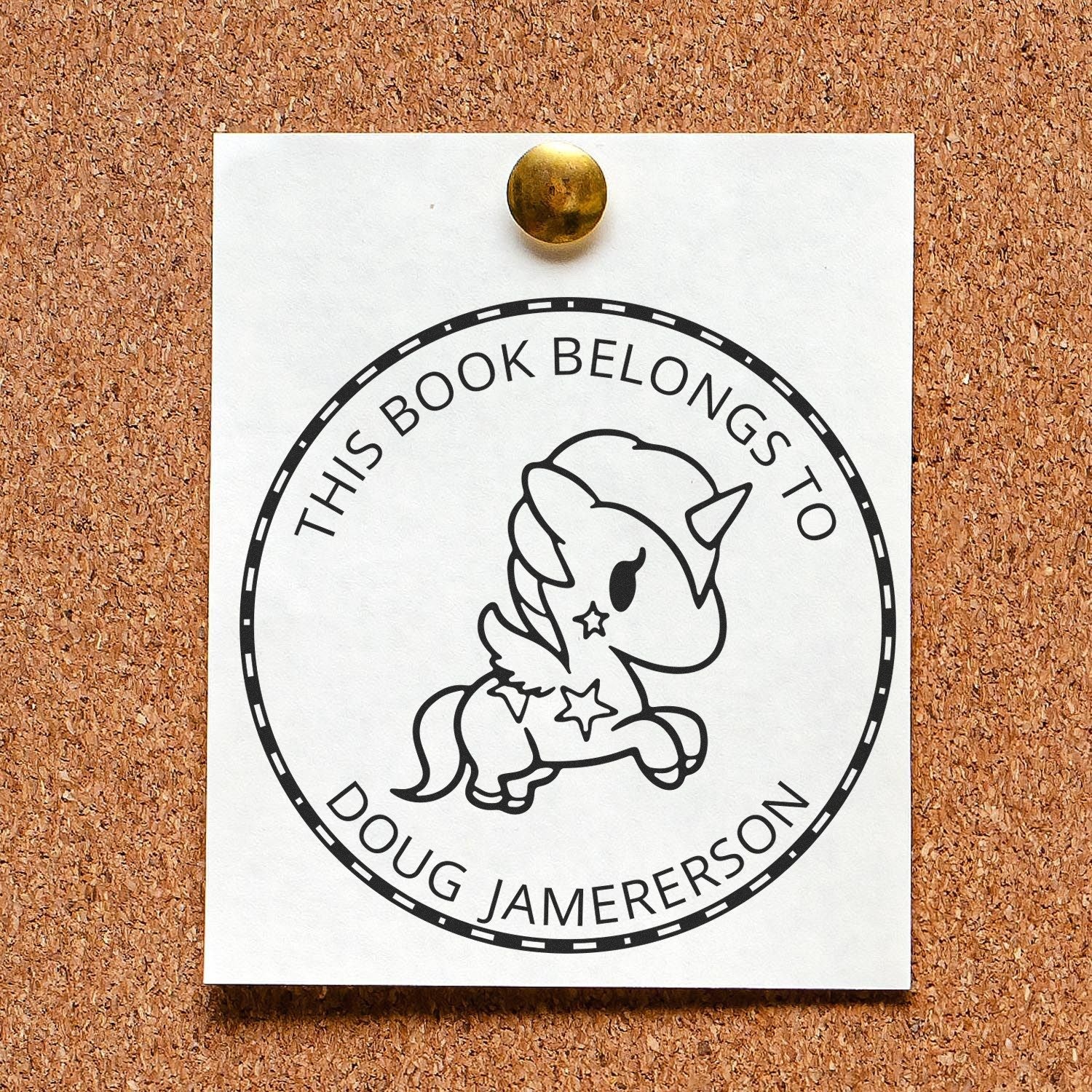 Wood Handle MistyHoof Unicorn Library Stamp