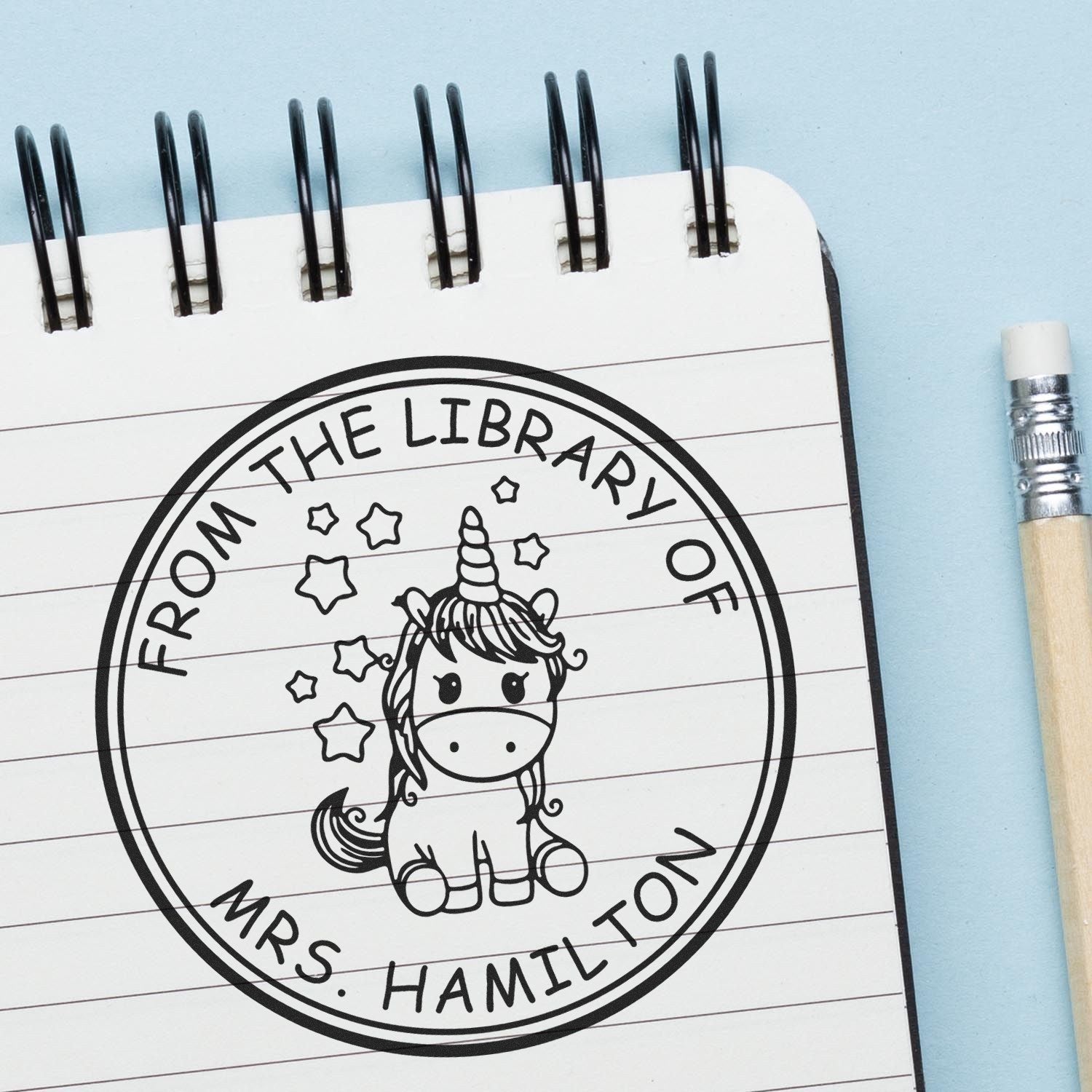 Dazzlingbeam Unicorn Pre-Inked Customized Ex Libris Design Stamp