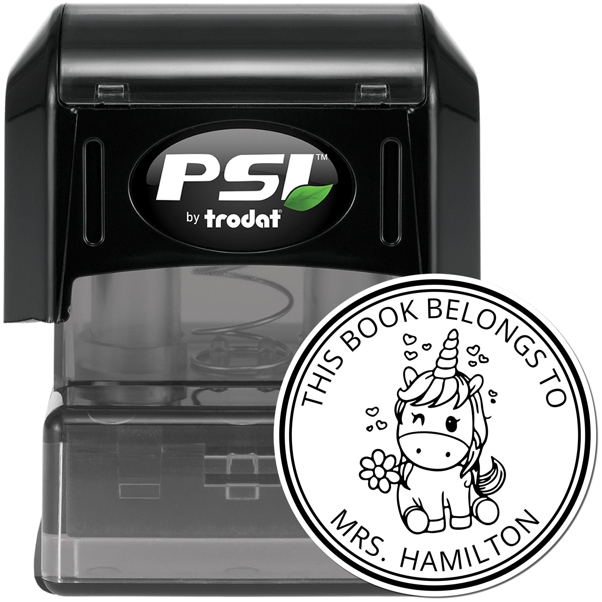 Harmonybloom Unicorn Pre-Inked Customized Library Bookplate Stamp