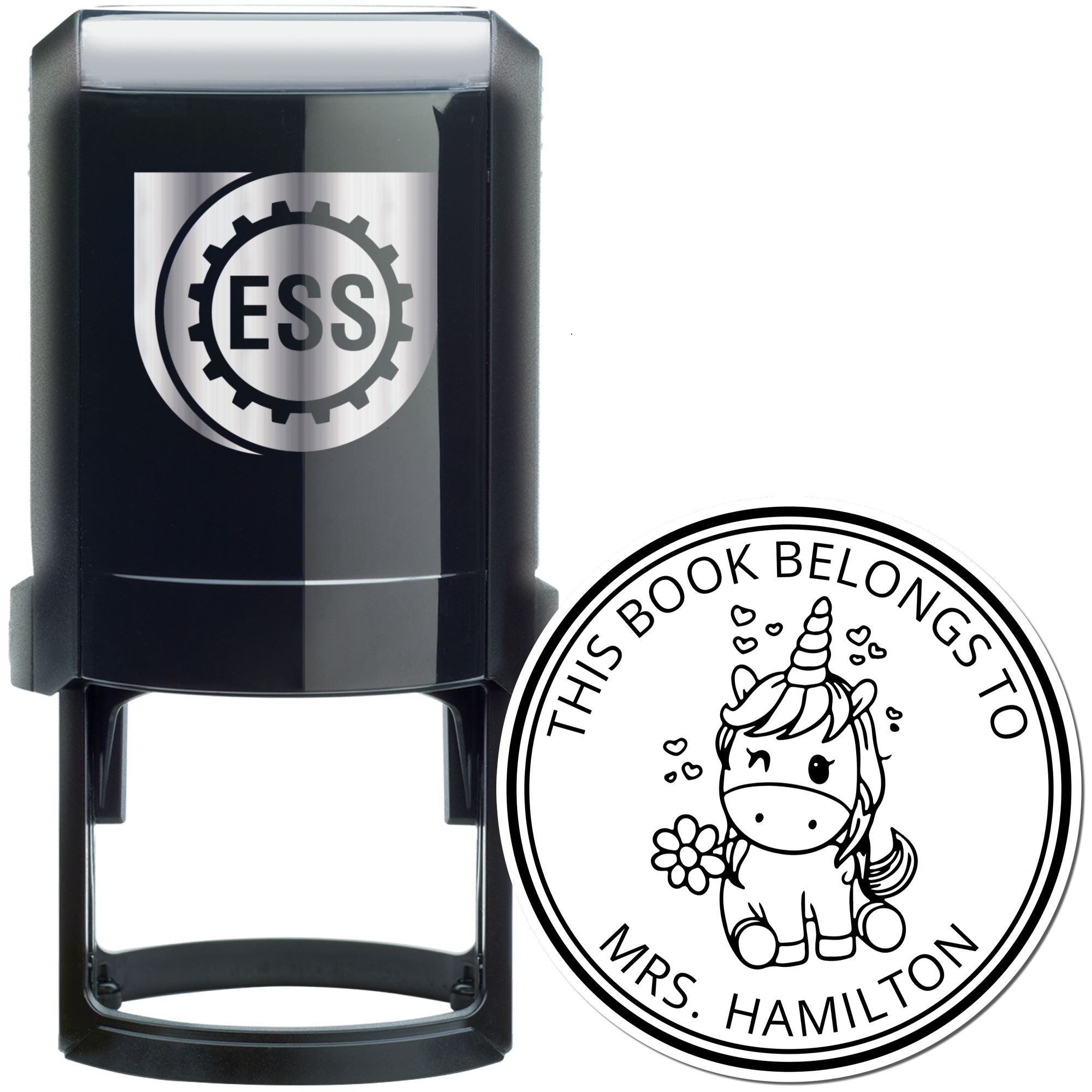 Harmonybloom Unicorn Self-Inking Custom Library Book Belongs To Stamp