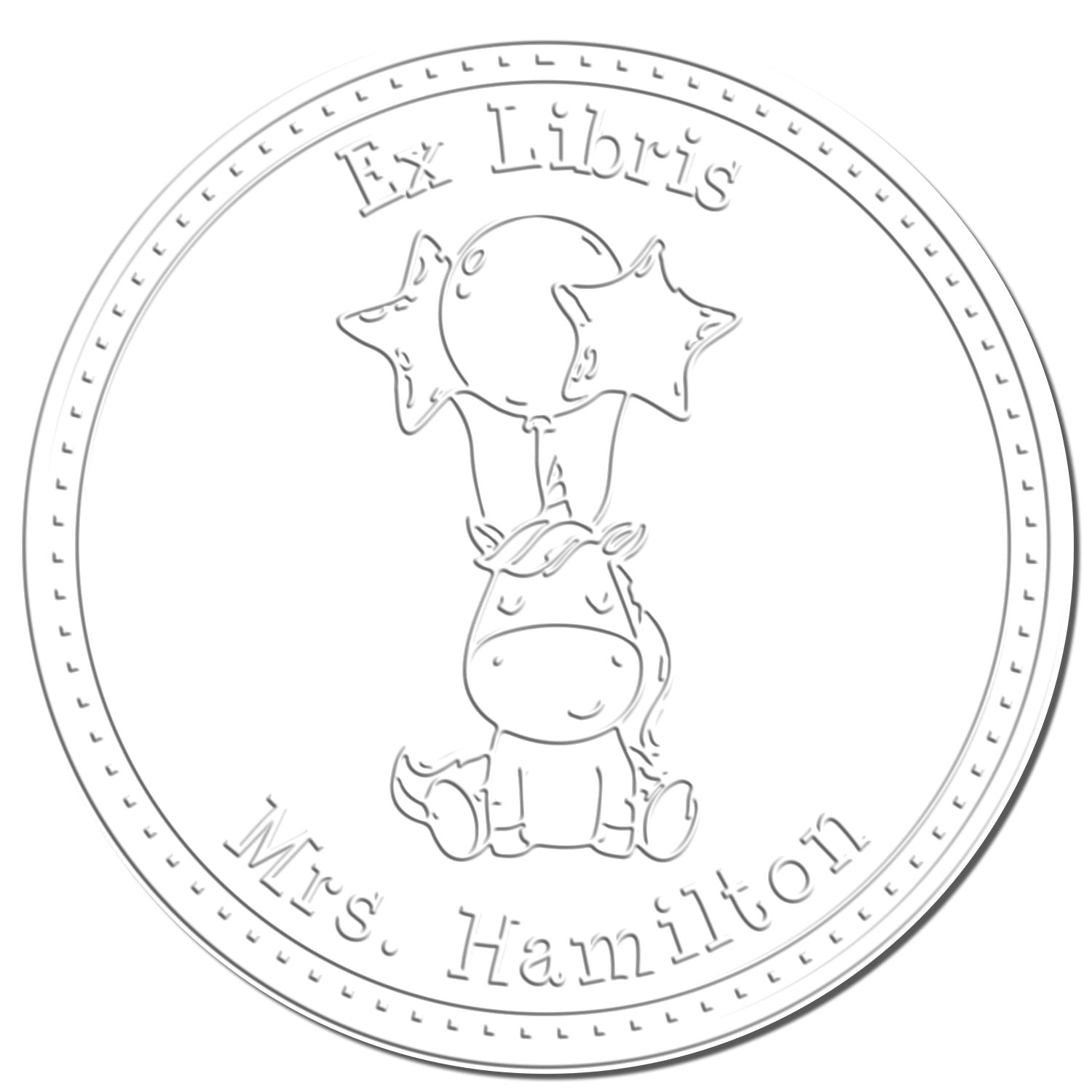 Soft Miraclewhirl Mythical Unicorn Customized Book Logo Embossing Seal