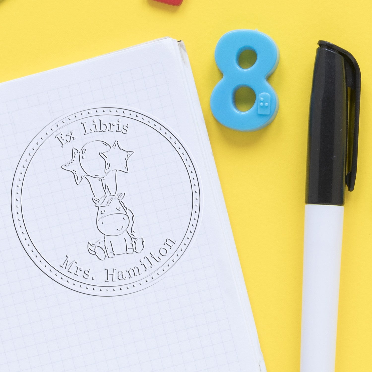 Soft Miraclewhirl Mythical Unicorn Customized Book Logo Embossing Seal