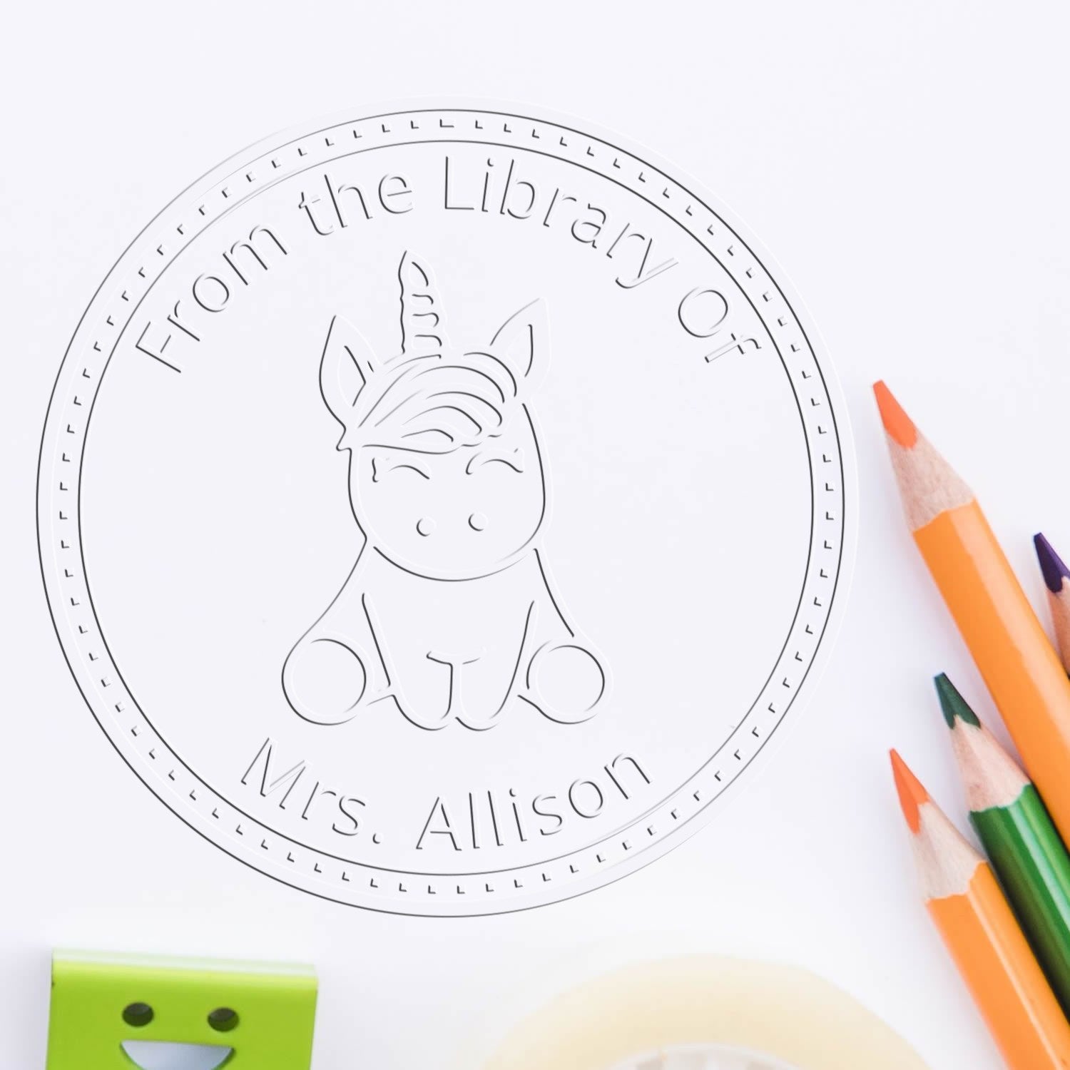 Soft HappyDaze Mythical Unicorn Customized Book Insignia Embosser