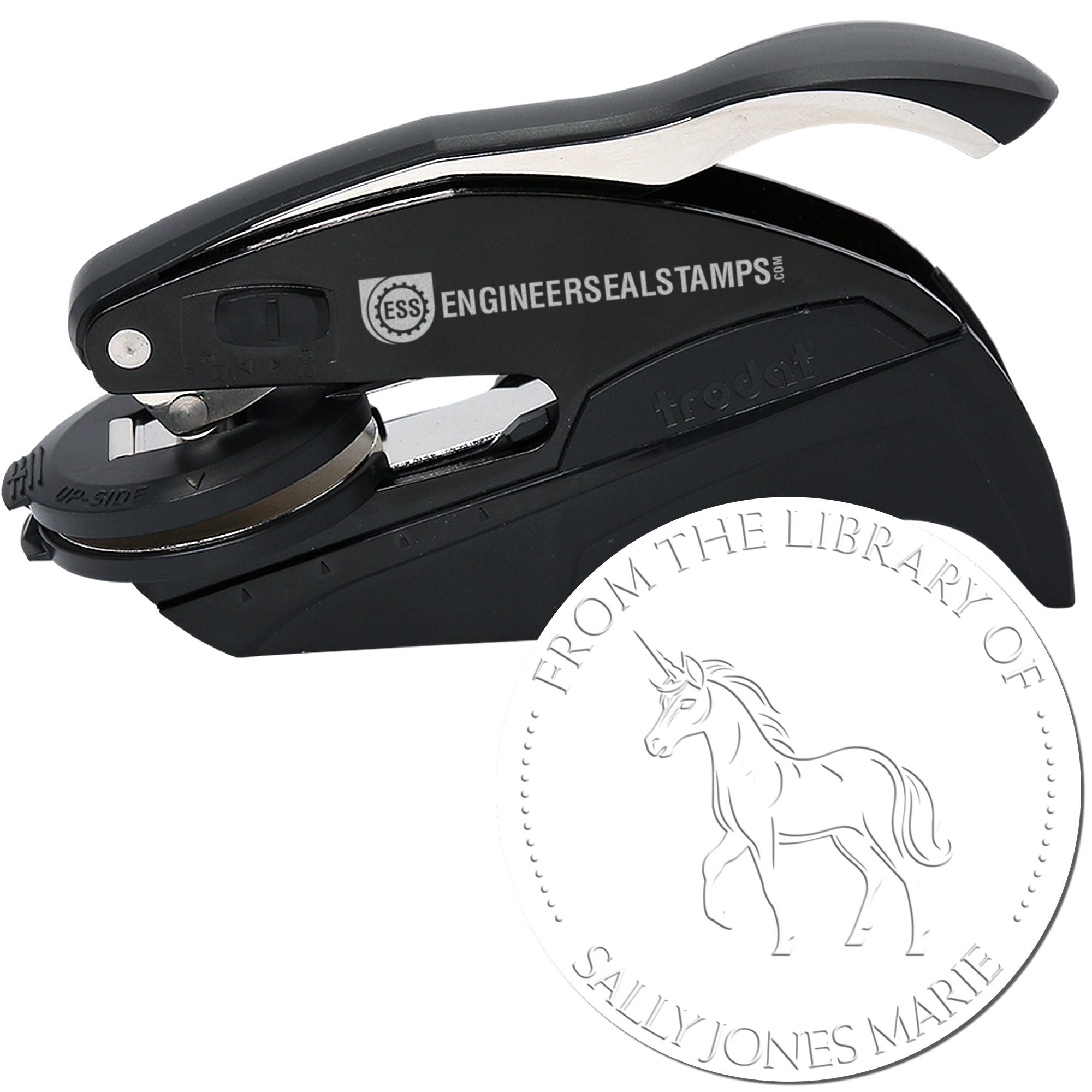 Blissfulglimmer Mythical Unicorn Hybrid Personalized Library Embosser - Engineer Seal Stamps