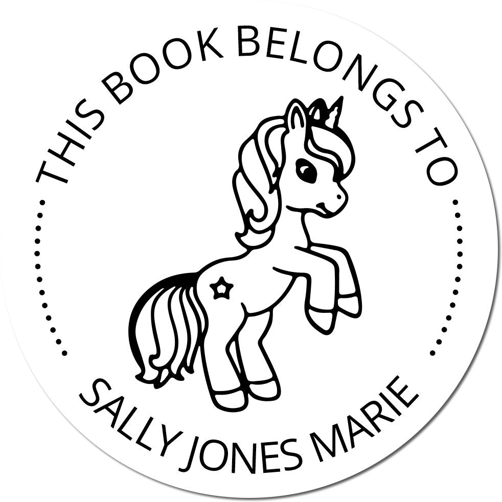 Slim Pre-Inked Seraphiclight Mythical Unicorn Personalizable Book Plate Stamp