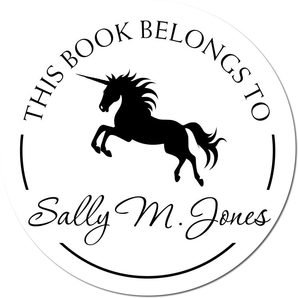 Puritygleam Mythical Unicorn Self-Inking Personalized Ex Libris Bookplate Stamp