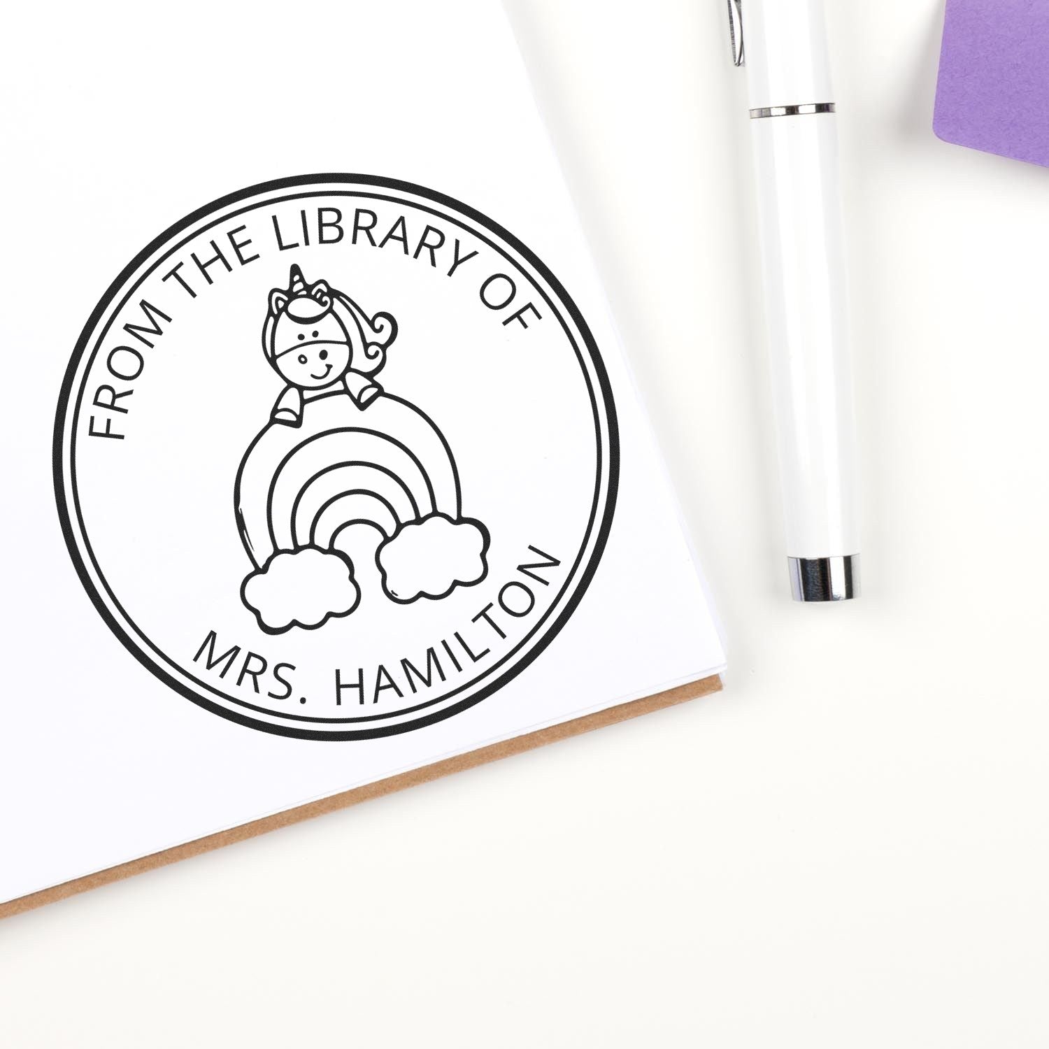 Slim Pre-Inked Gracefulglide Mythical Unicorn Personalizable From The Home Library Of Stamp