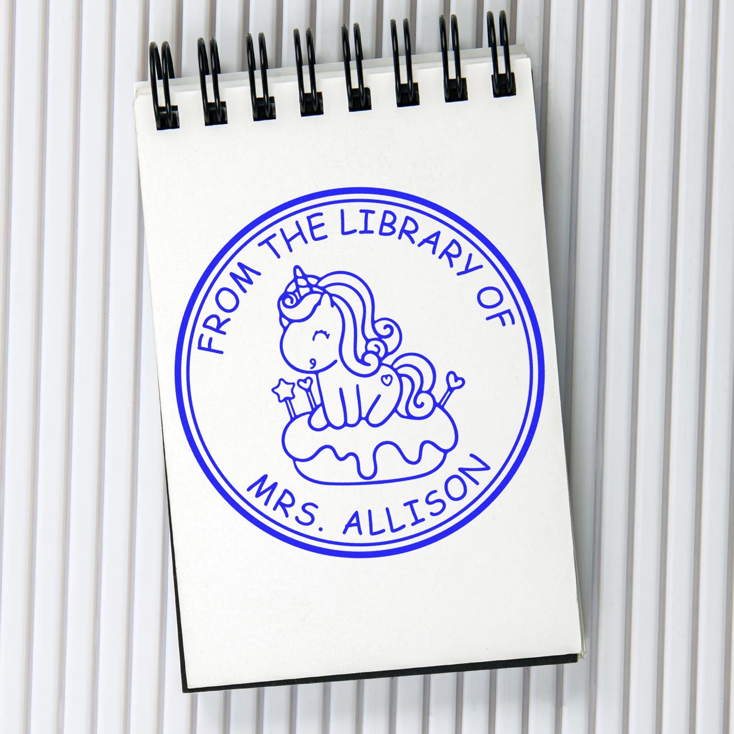 Slim Pre-Inked Wondergleam Mythical Unicorn Personalizable Book Library Stamp