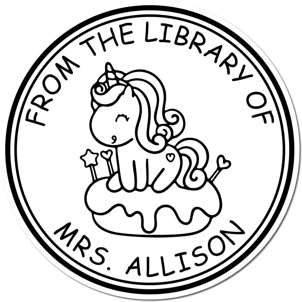 Slim Pre-Inked Wondergleam Mythical Unicorn Personalizable Book Library Stamp