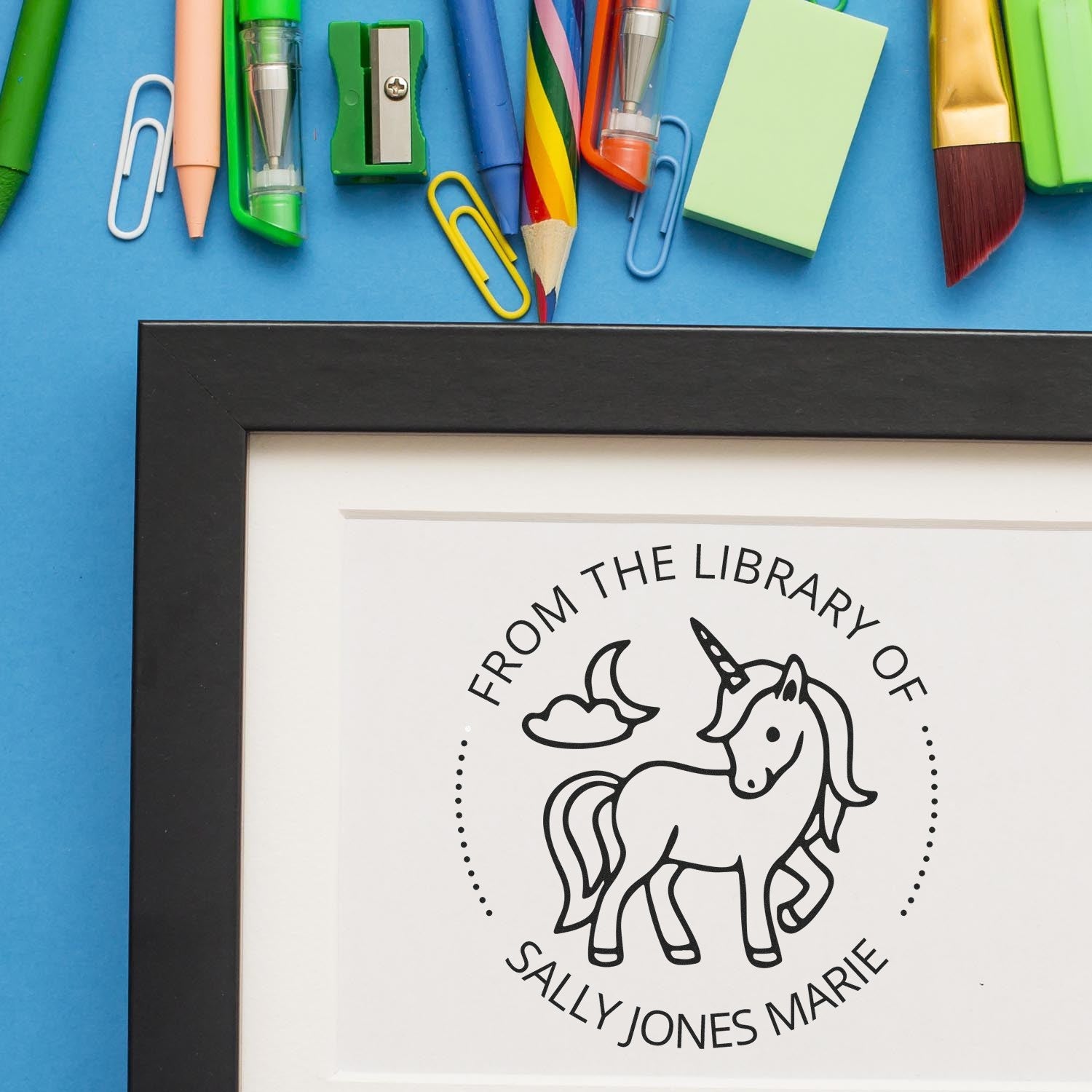 Luckycharm Unicorn Self-Inking Personalized Book Ownership Stamp
