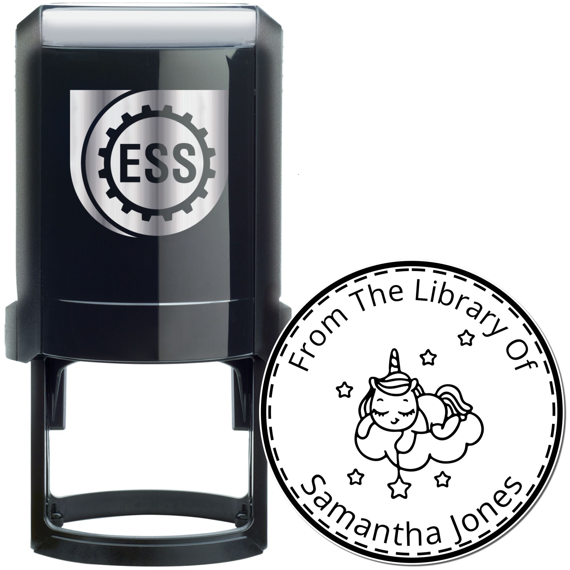 Cosmicglitter Unicorn Self-Inking Personalized Book Label Stamp - Engineer Seal Stamps