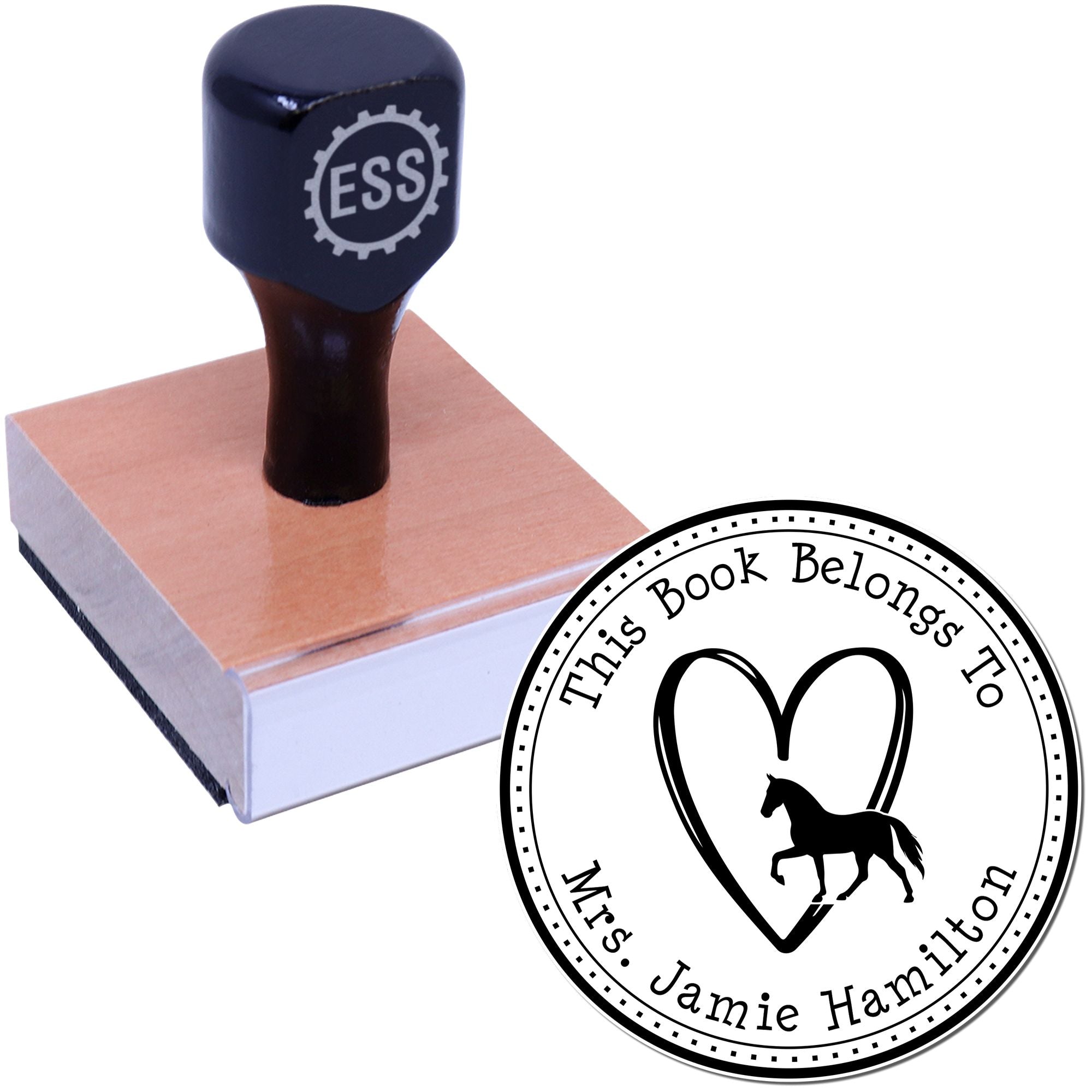 Wood Handle Thunderbolt Horse Book Property Stamp