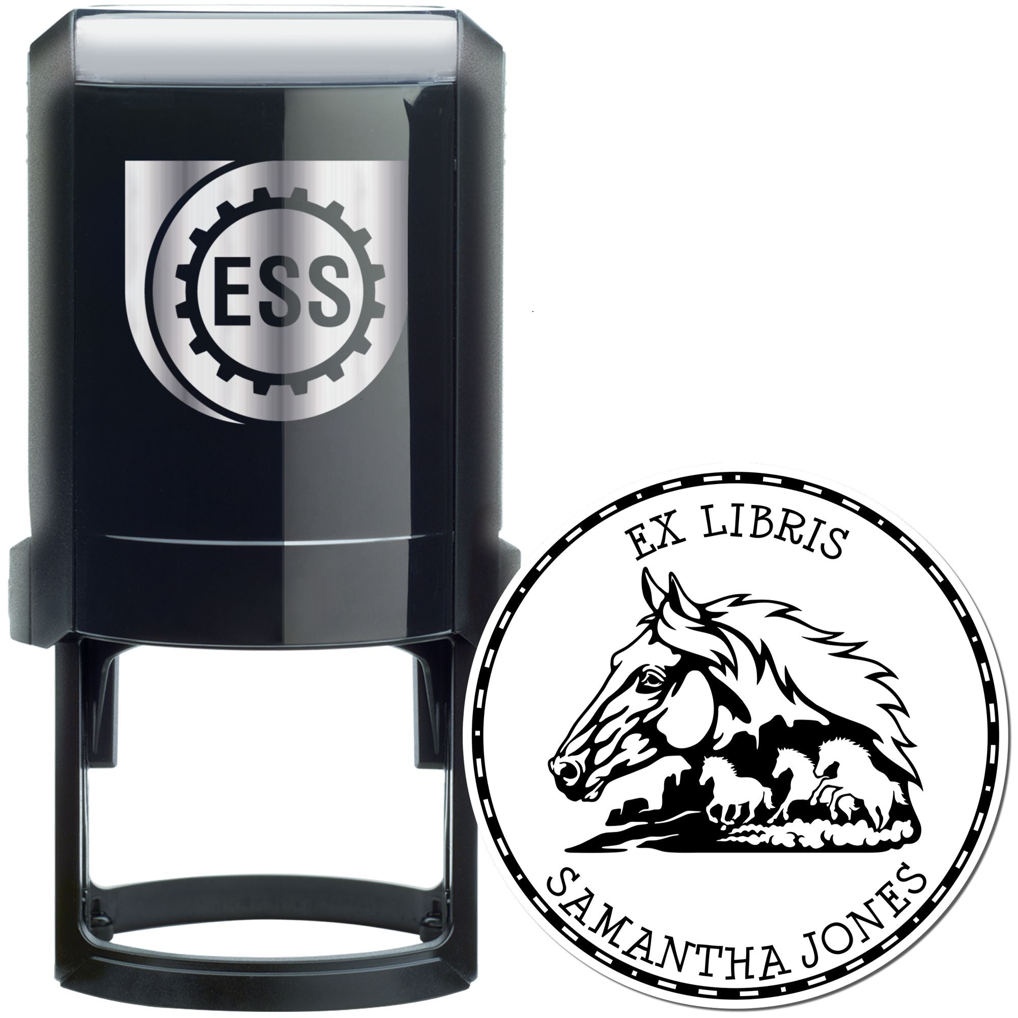 Silver Storm Horse Self-Inking Personalized Book Monogram Stamp