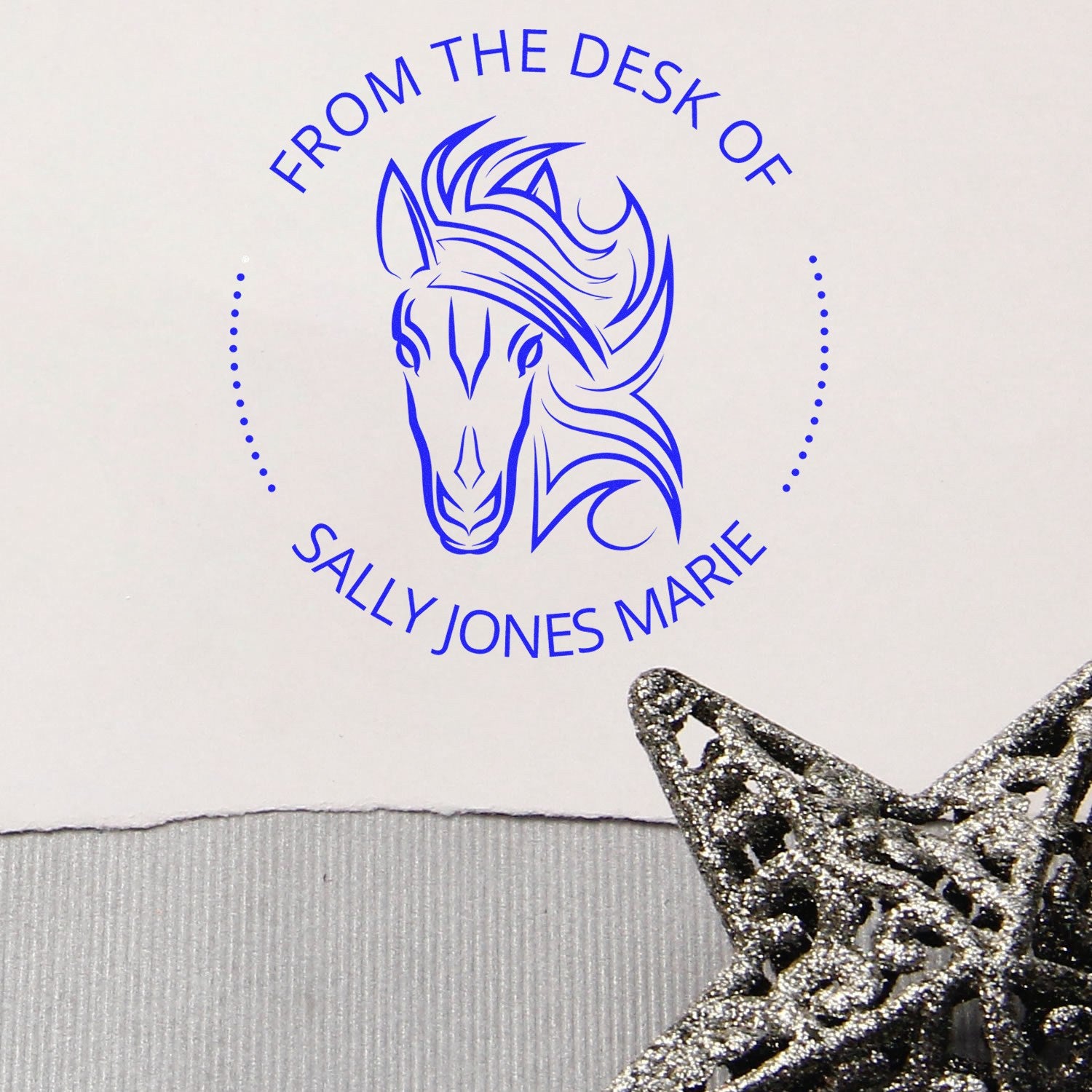 Ocean's Roar Horse Self-Inking Personalized Book Identification Stamp