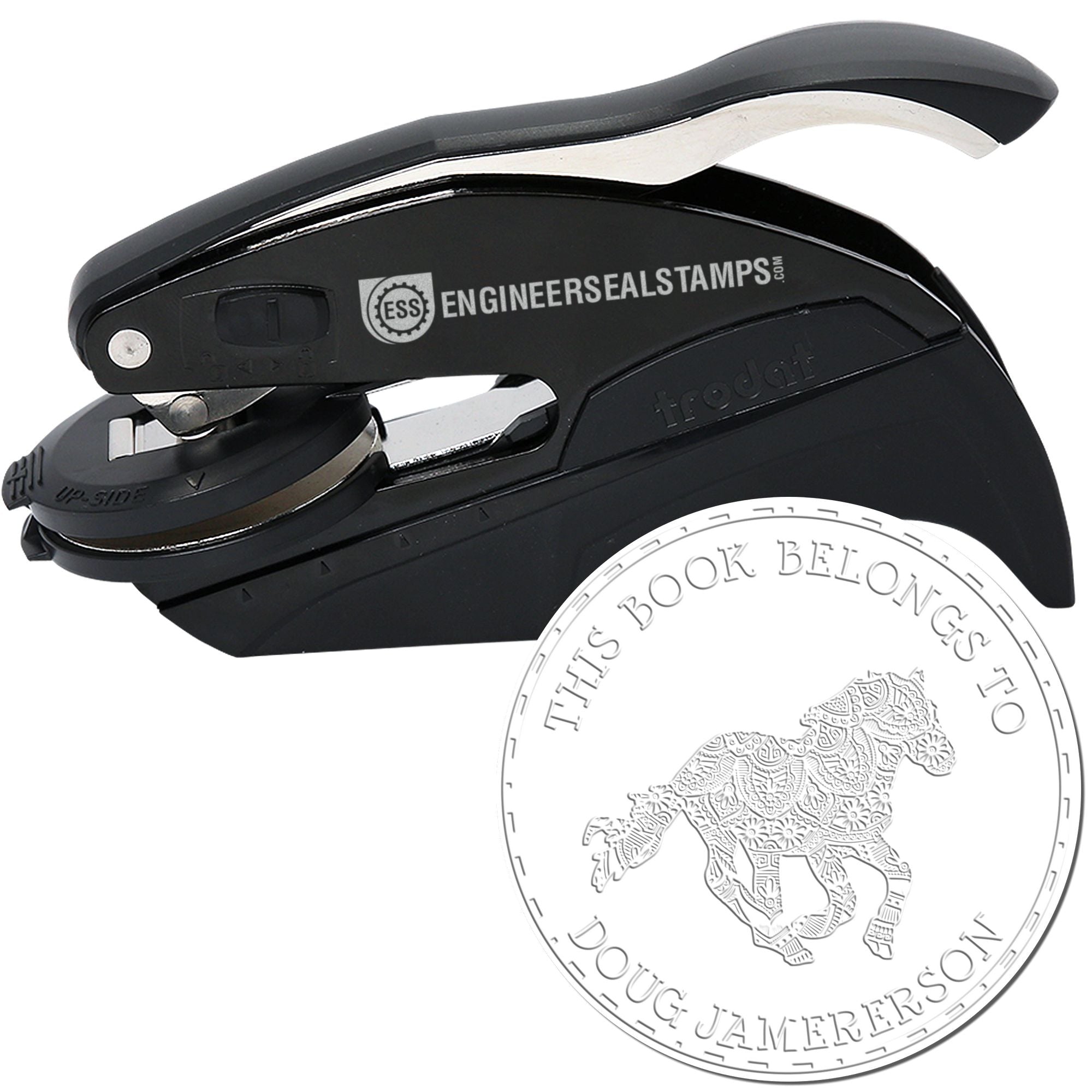 Sky's Limit Equestrian Hybrid Personalized Ex Libris Design Embosser