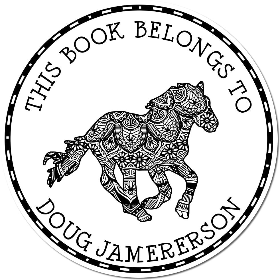 Slim Pre-Inked Sky's Limit Equestrian Customizable Ex Libris Library Stamp