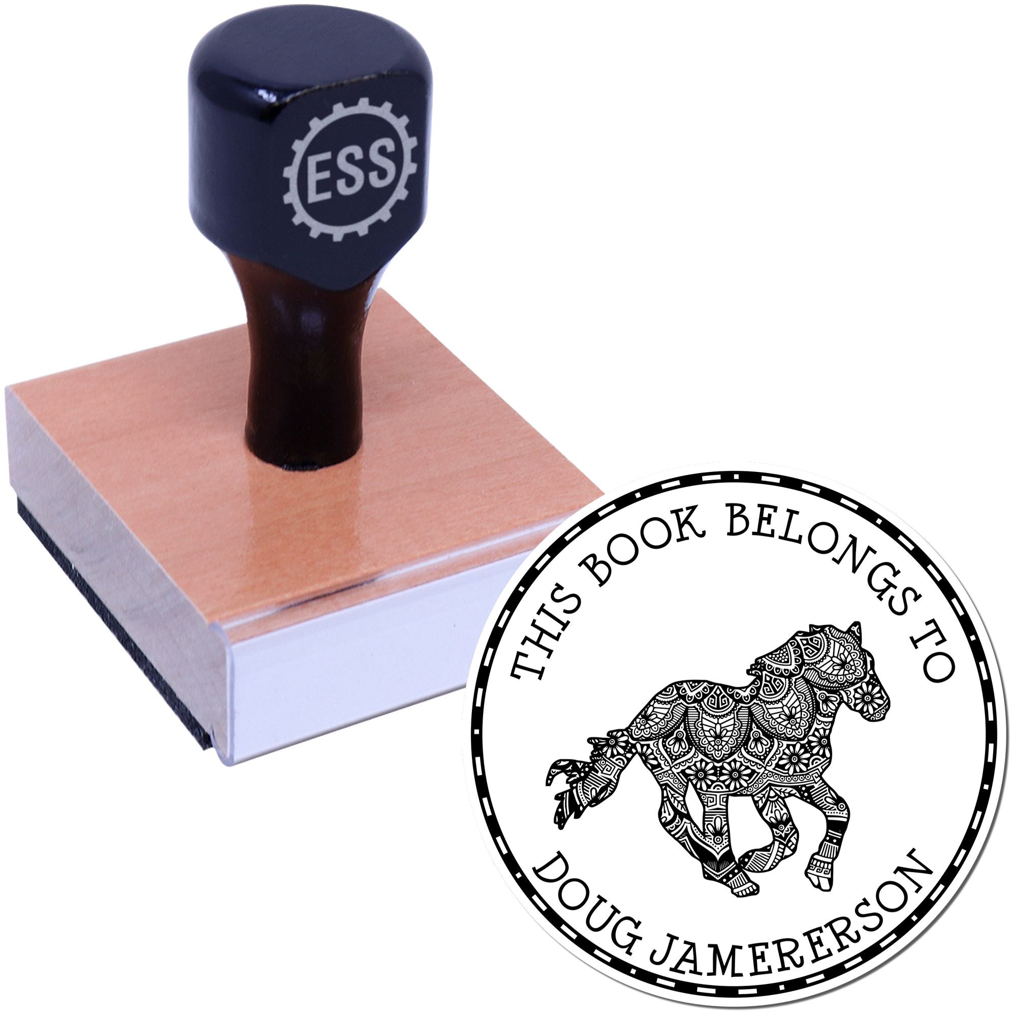 Wood Handle Sky's Limit Equestrian Library Stamp