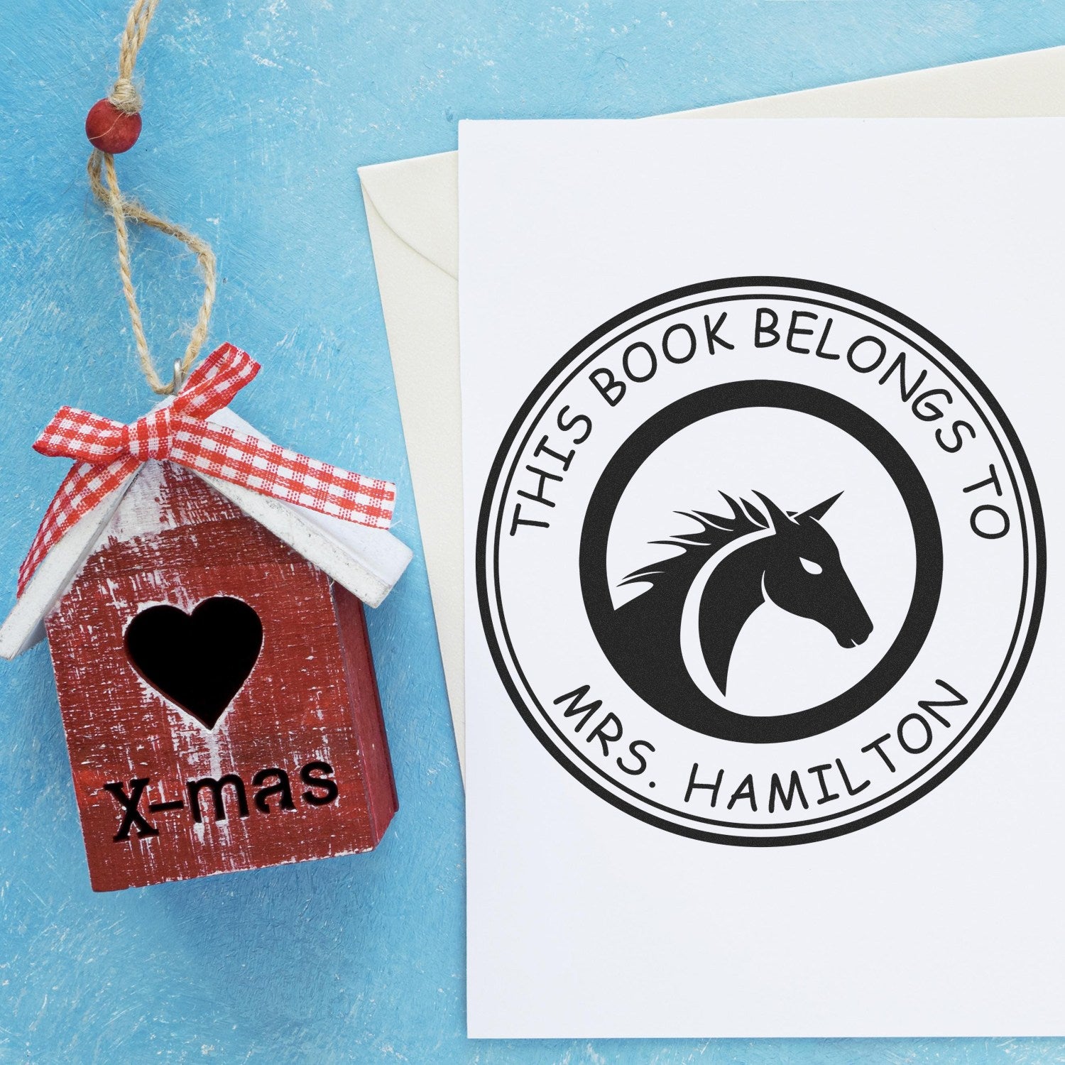 Blazing Saddle Equestrian Pre-Inked Custom-Made Book Signature Stamp - Engineer Seal Stamps