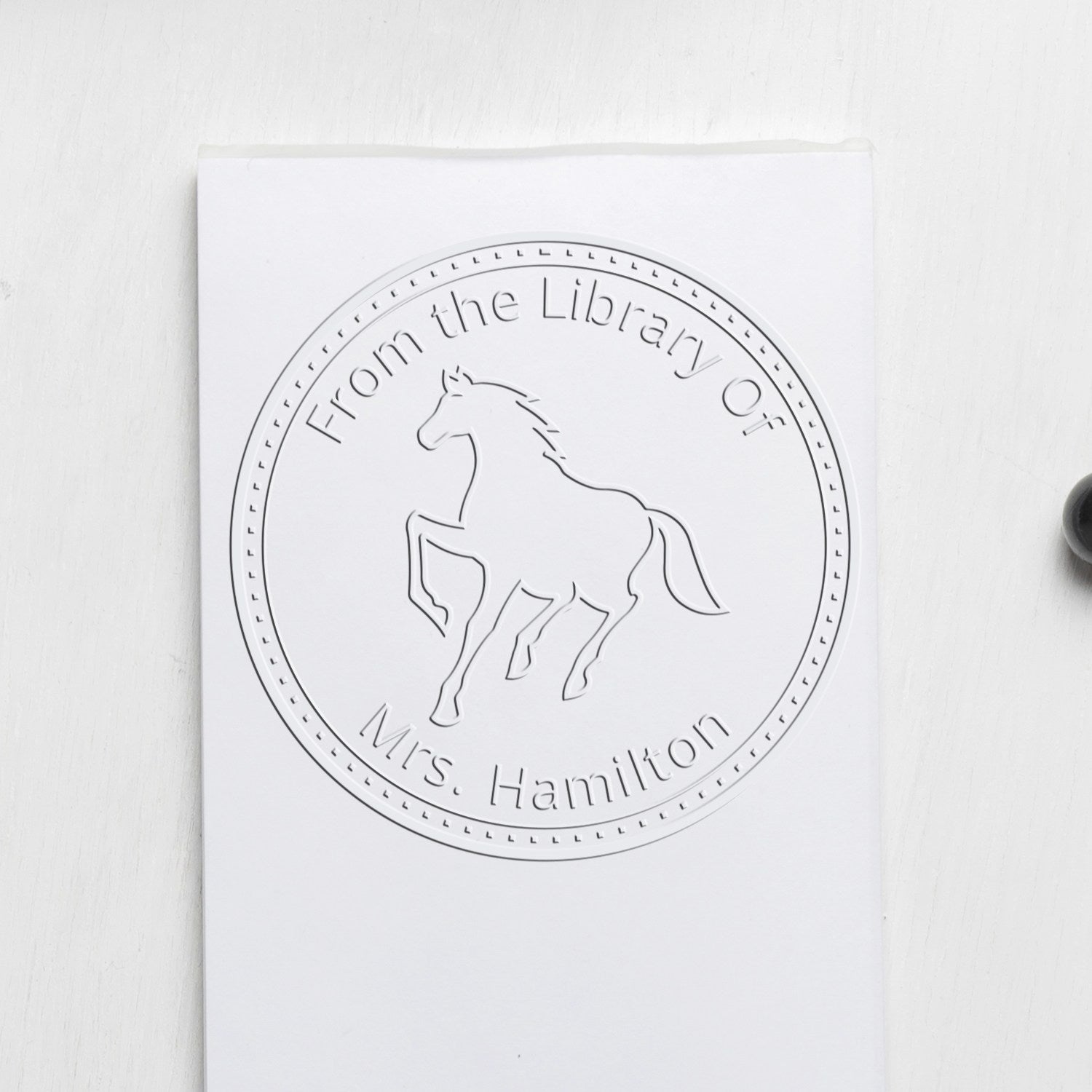 Mystic Journey Equestrian Hybrid Personalized Library Bookplate Embosser - Engineer Seal Stamps