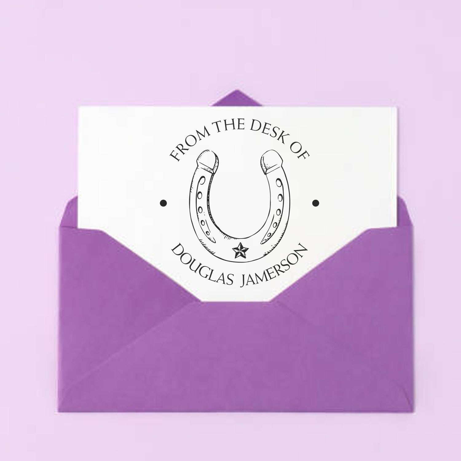 Slim Pre-Inked Sapphire Sky Equestrian Customizable Book Ownership Stamp