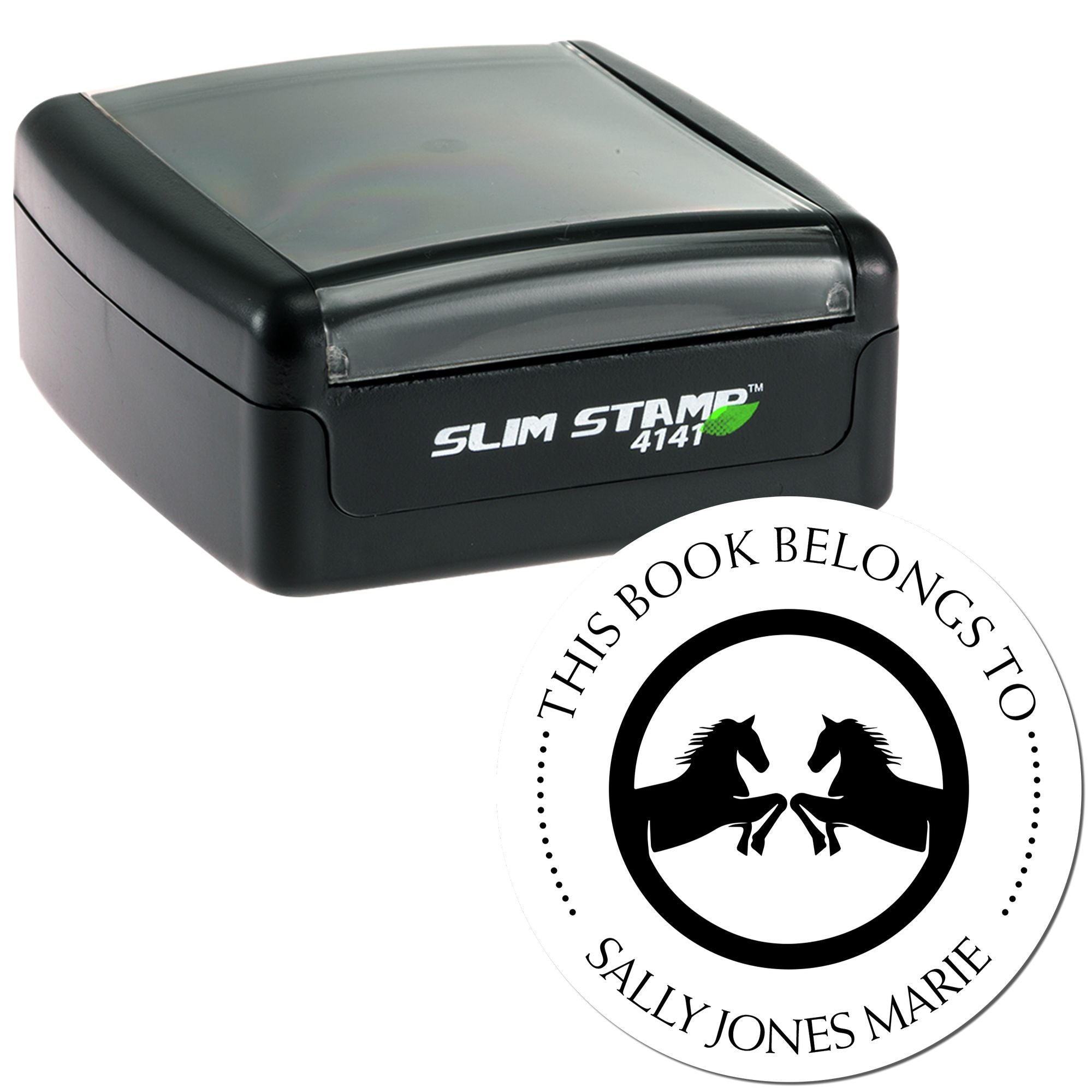 Slim Pre-Inked Autumn Blaze Equestrian Customizable Book Lover Stamp