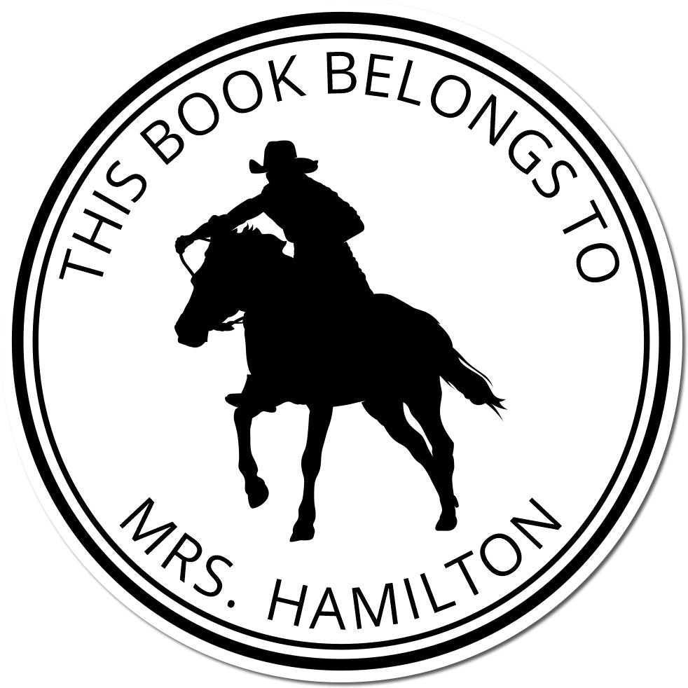 Slim Pre-Inked Iron Hoof Equestrian Customizable Library Book Stamp