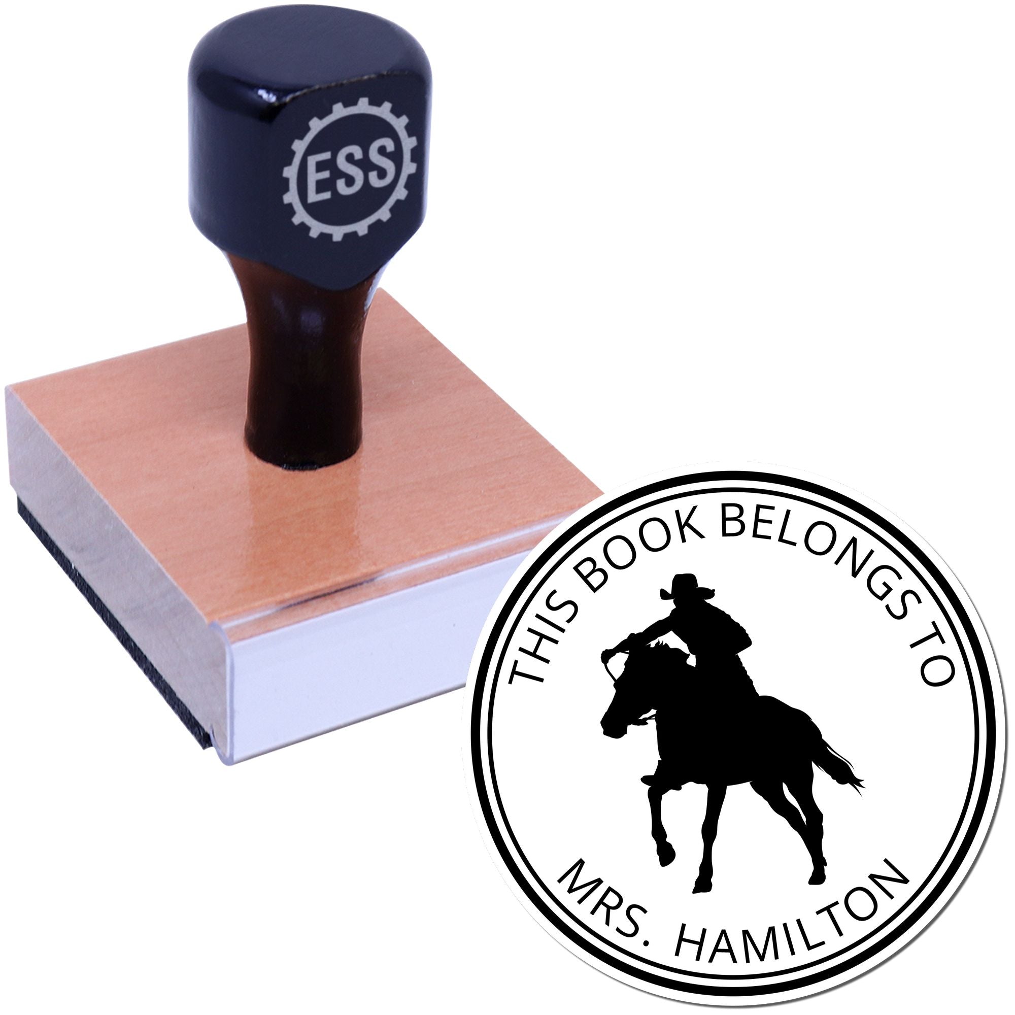 Wood Handle Iron Hoof Equestrian Ex Libris Design Stamp