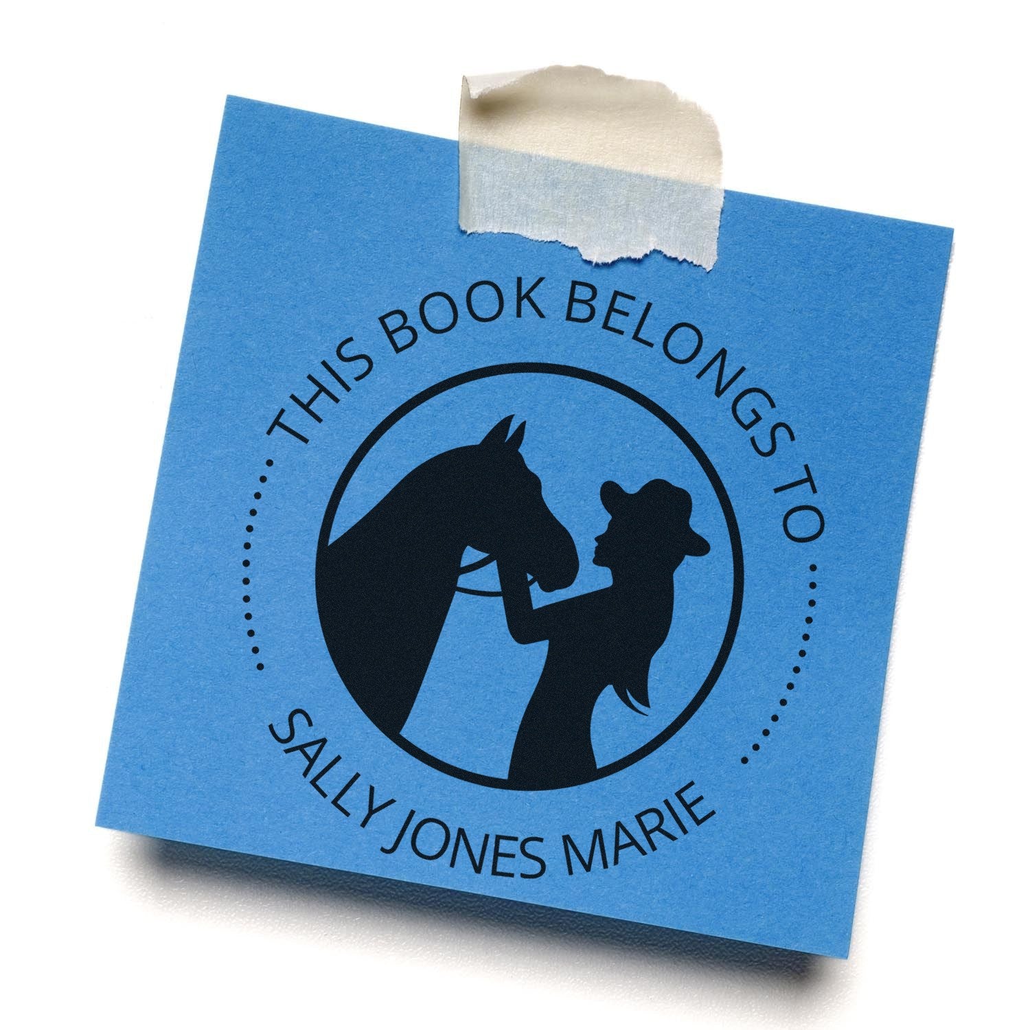 Slim Pre-Inked Frosty Mane Equestrian Customizable Book Marking Stamp