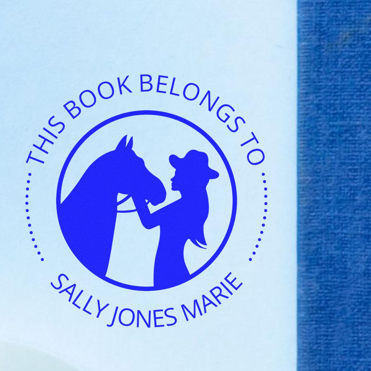Slim Pre-Inked Frosty Mane Equestrian Customizable Book Marking Stamp