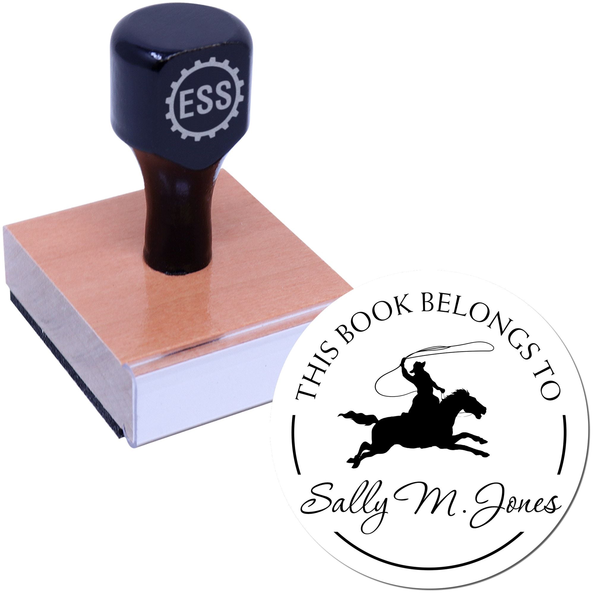 Wood Handle Swift Serenade Equestrian Ex Libris Book Stamp