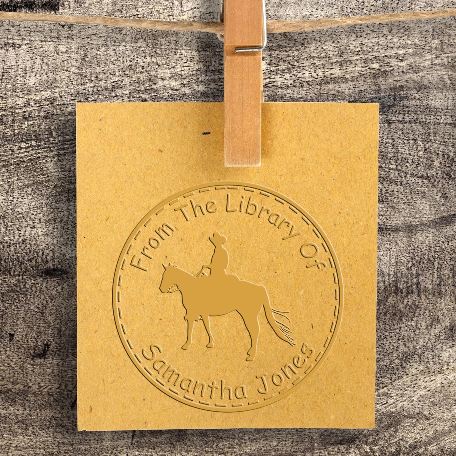 Dawn's Light Equestrian Handheld Personalized Library Seal