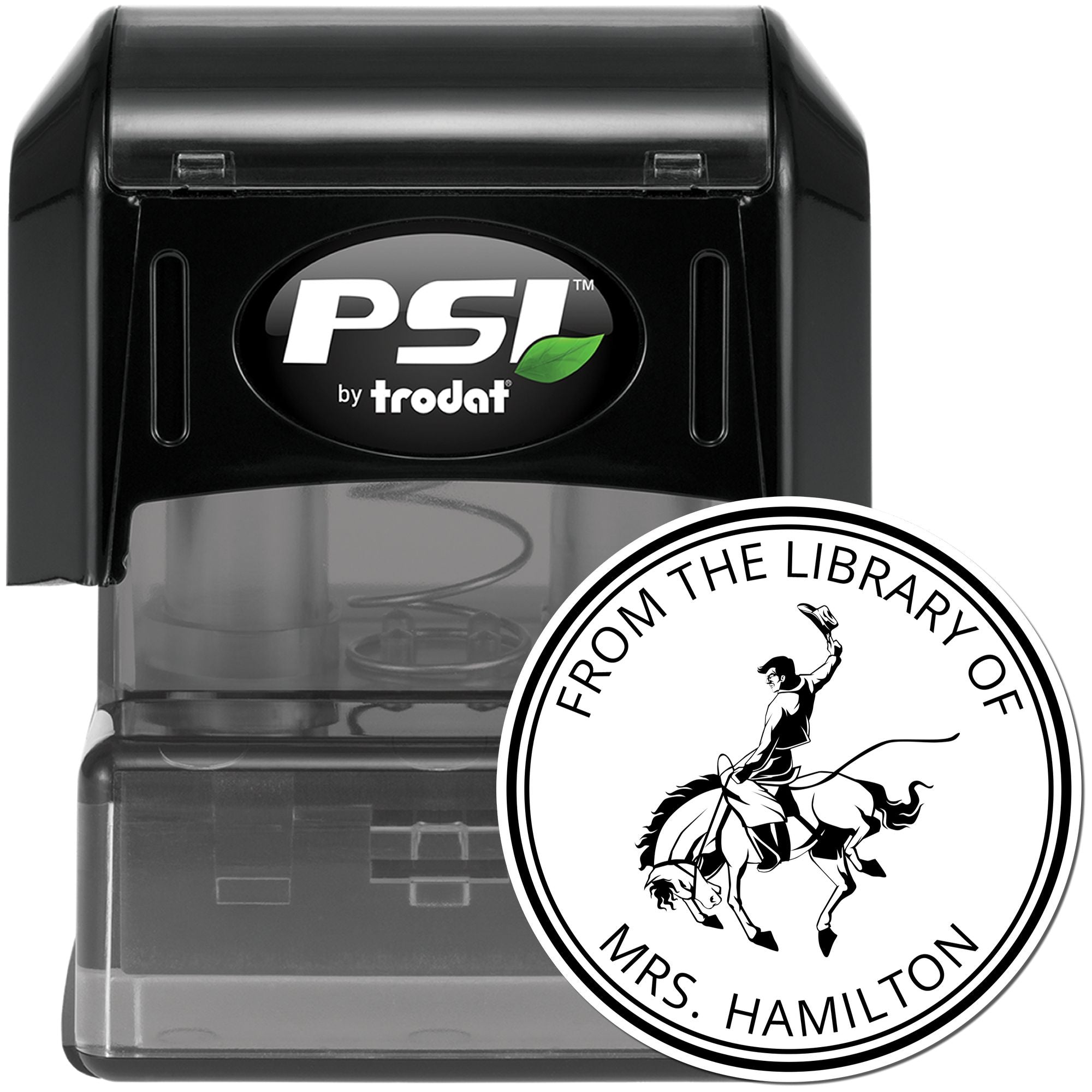 Dusk's Shadow Equestrian Pre-Inked Custom-Made Library Name Stamp - Engineer Seal Stamps