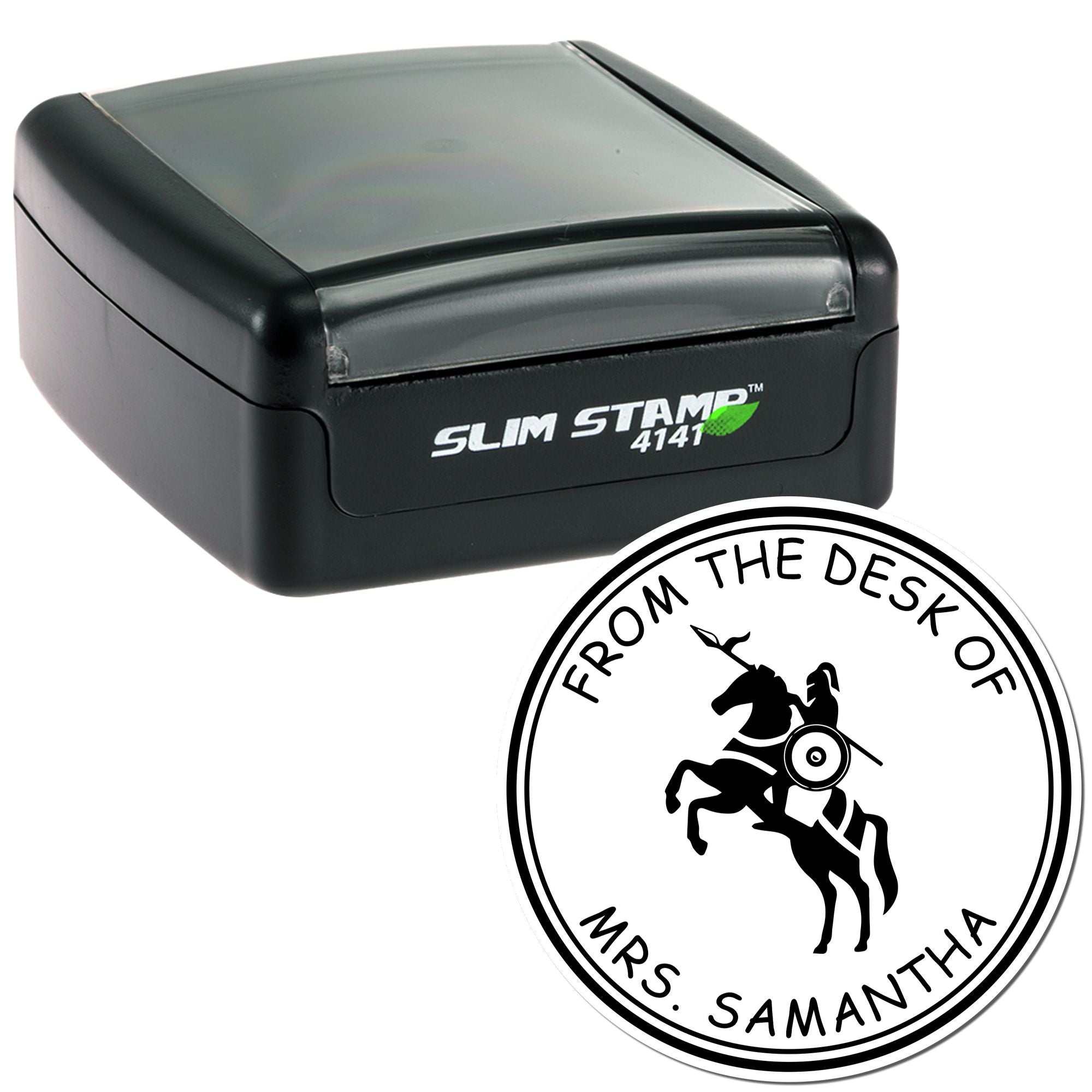 Slim Pre-Inked Terra's Might Knights Customizable Bookplate Sticker Stamp