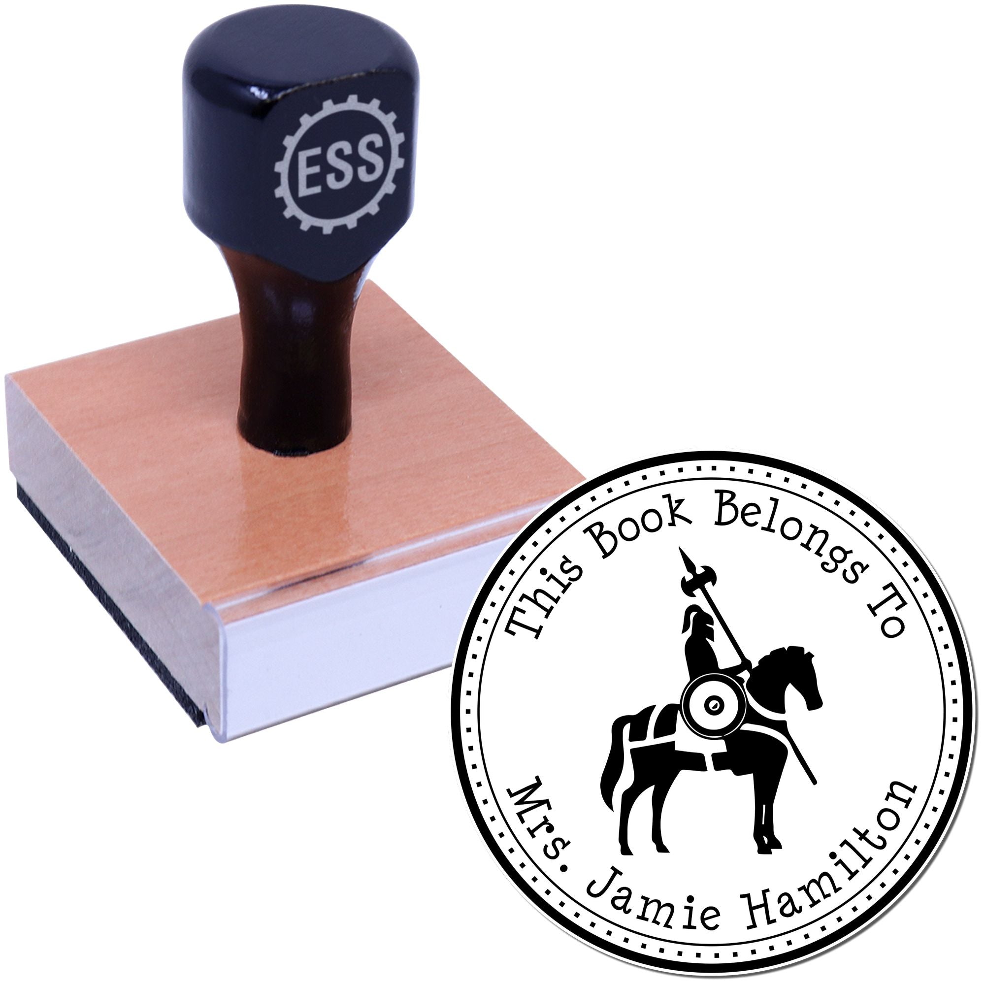 Wood Handle Lunar Step Knights Custom Ex Libris Art Stamp