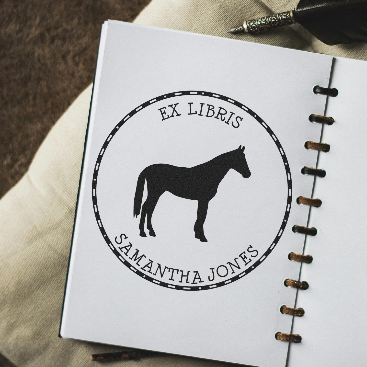 Cosmic Trail Equestrian Pre-Inked Custom-Made Ex Libris Stamp