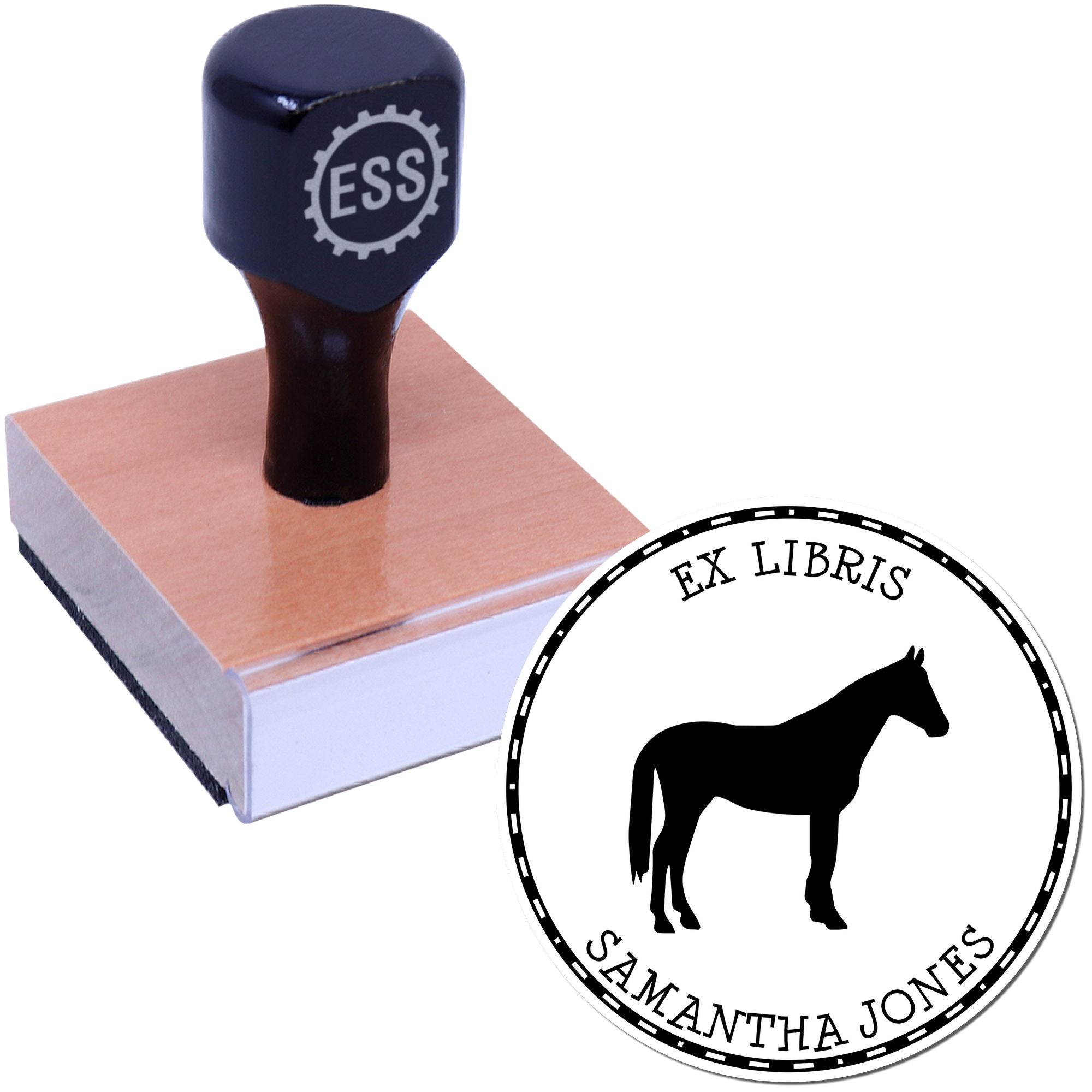 Wood Handle Cosmic Trail Equestrian Custom Library Stamp