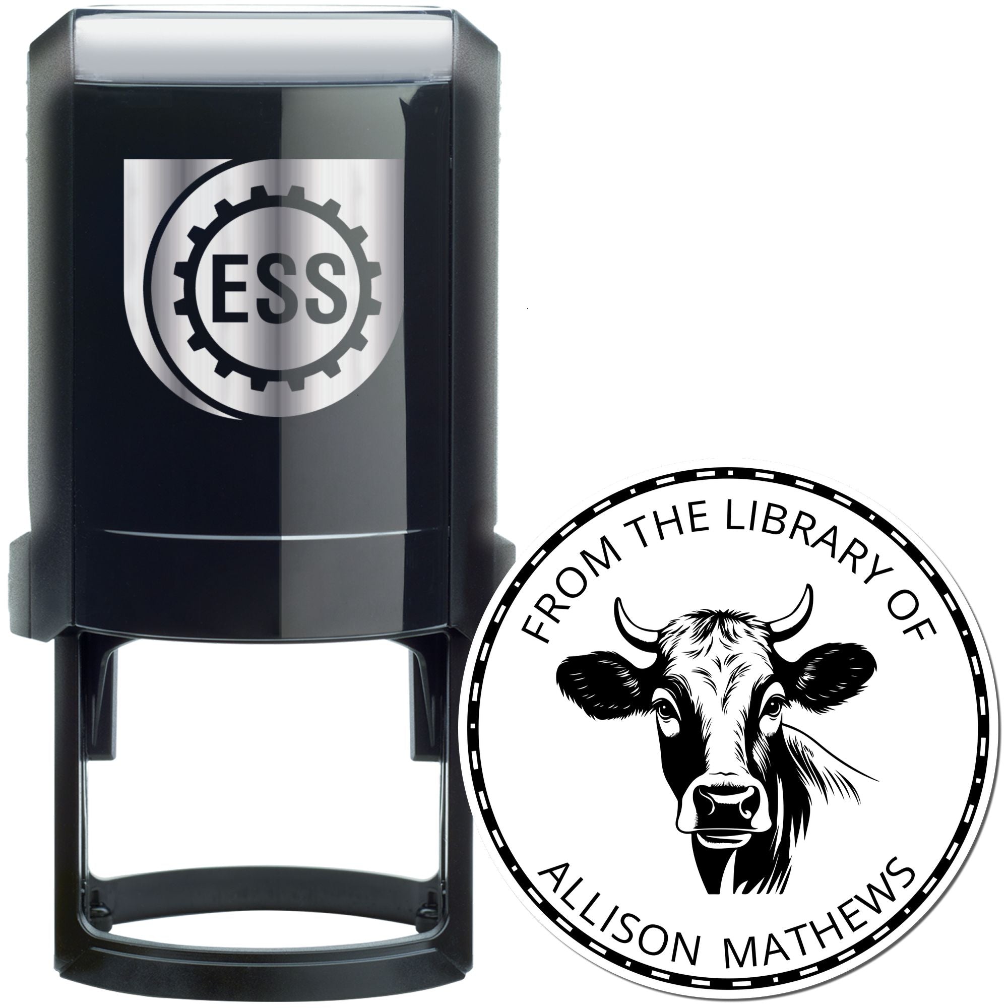 Bessie Cow Self-Inking Personalized Book Mark Stamp - Engineer Seal Stamps