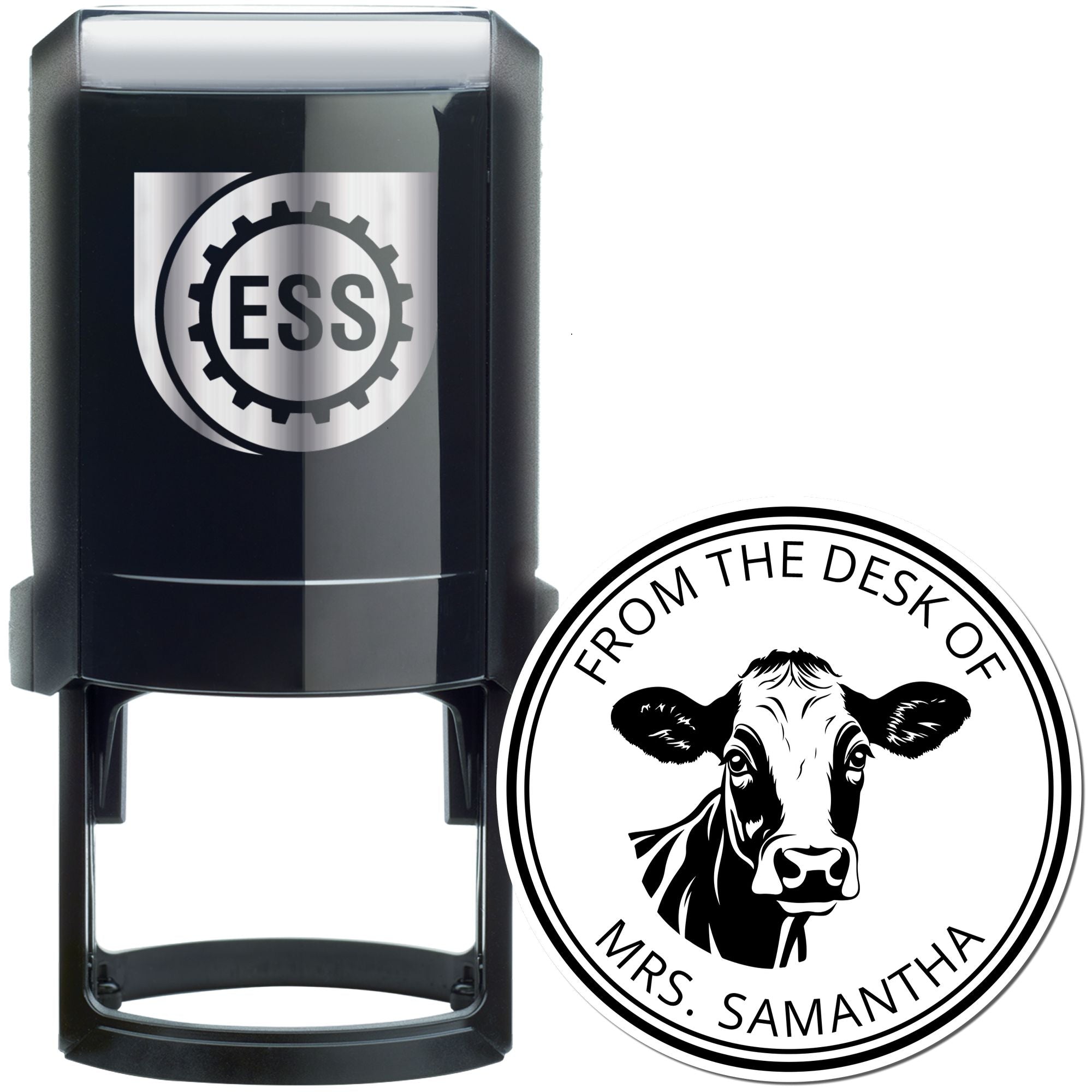 Daisy Cow Self-Inking Personalized Library Book Belongs To Stamp - Engineer Seal Stamps