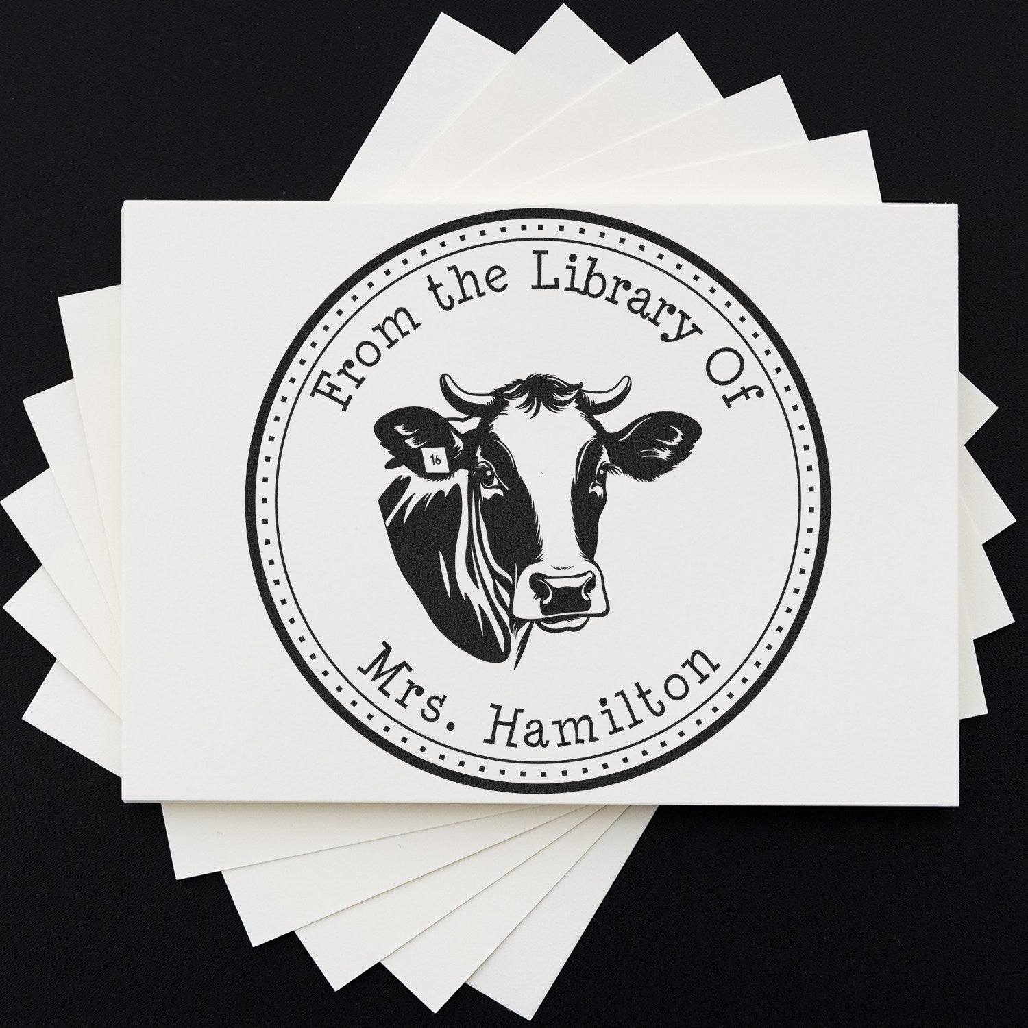 Molly Cow Pre-Inked Custom-Made Book Library Name Stamp