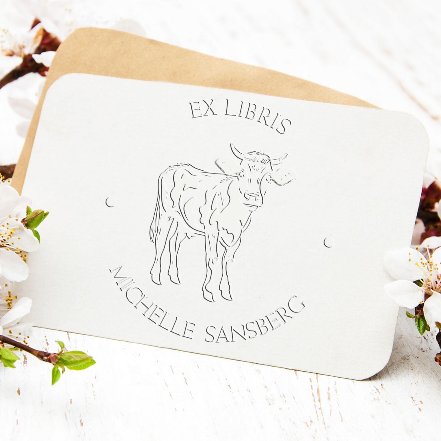 Clarabelle Cow Handheld Personalized Library Book Embossing Seal